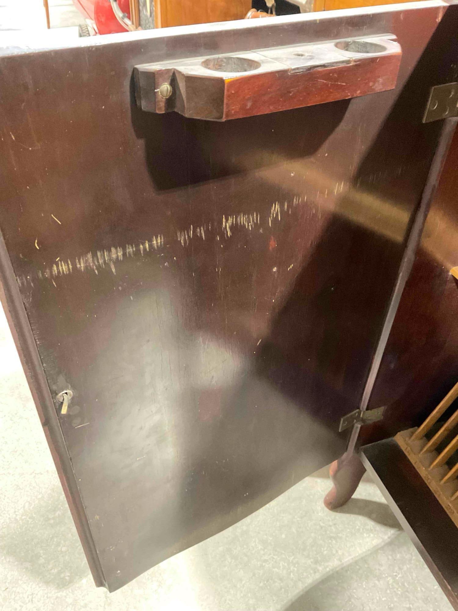 Vintage Chocolate Brown Painted Wooden Record Cabinet. Very Good Condition. See pics. - 6