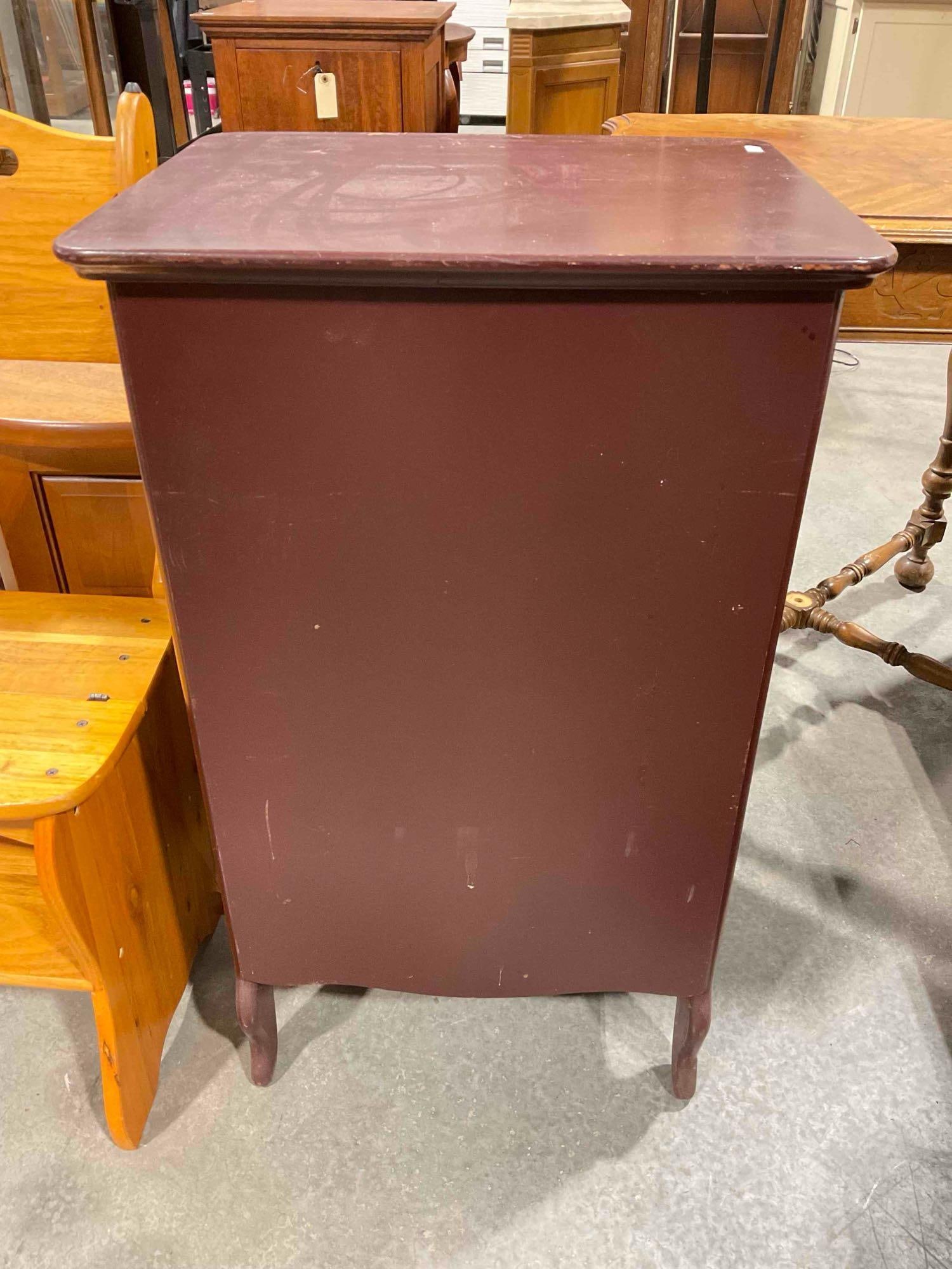 Vintage Chocolate Brown Painted Wooden Record Cabinet. Very Good Condition. See pics. - 7