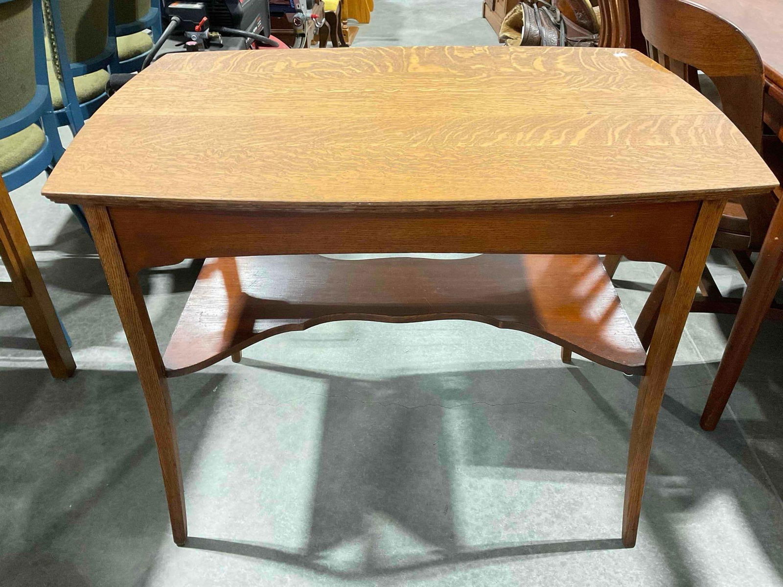 Antique Arts & Crafts? Style Tiger Oak 2-Tier Side Table w/ Drawer. Excellent Condition. See pics. - 7
