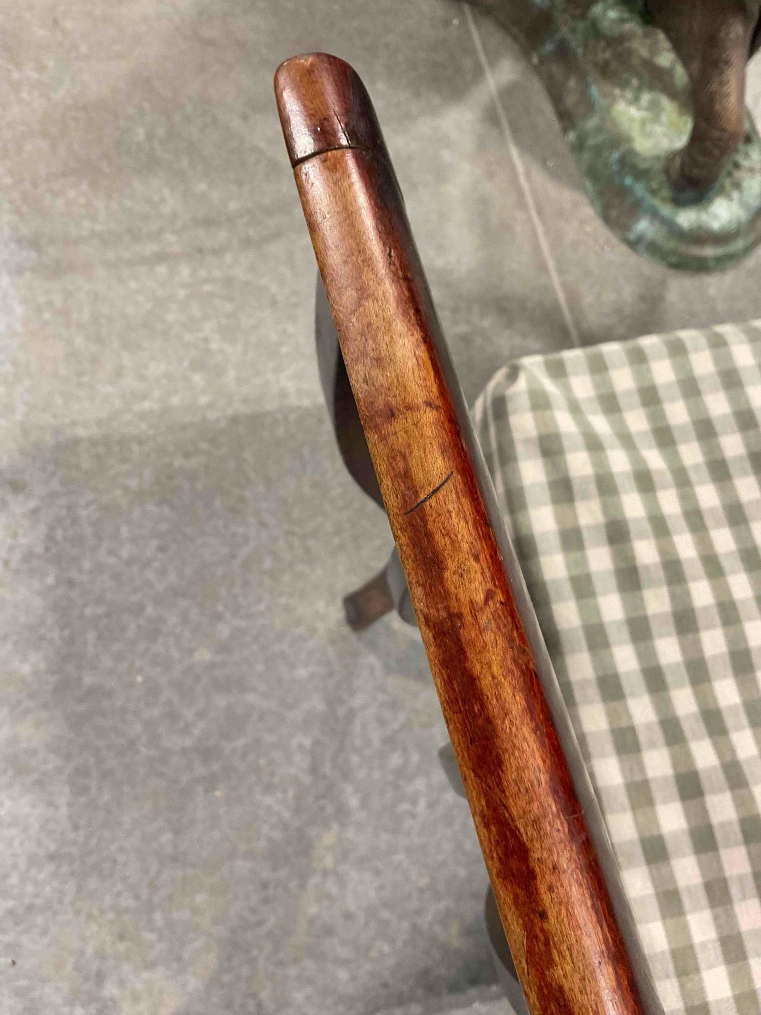 Antique Saddle Style Mahogany? Wood Armchair w/ Modern Cushion. Very Good Condition. - 6