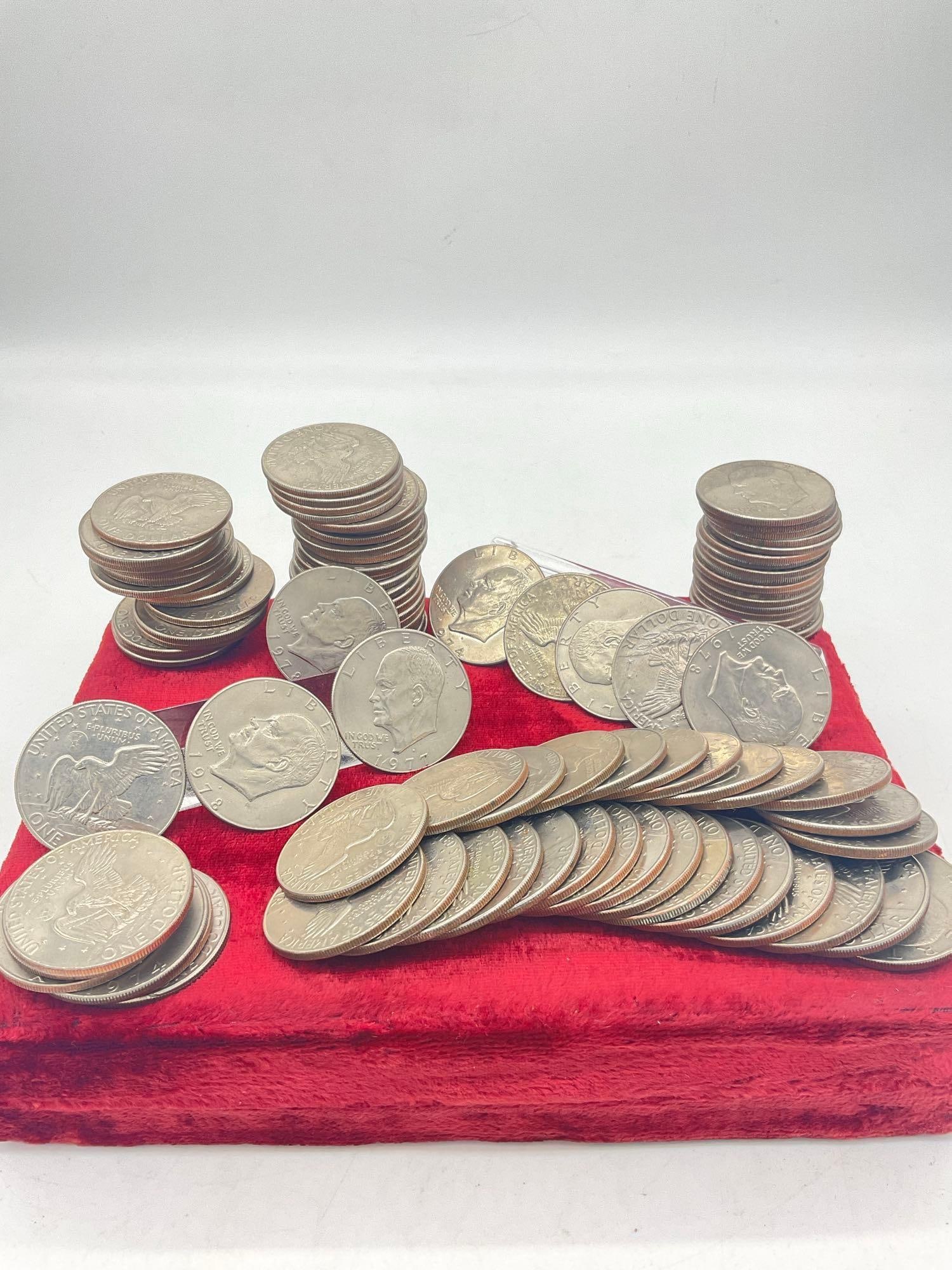 100 x Eisenhower Dollars assorted dates mostly D mint marks Some nice quality coins (1 of 7)