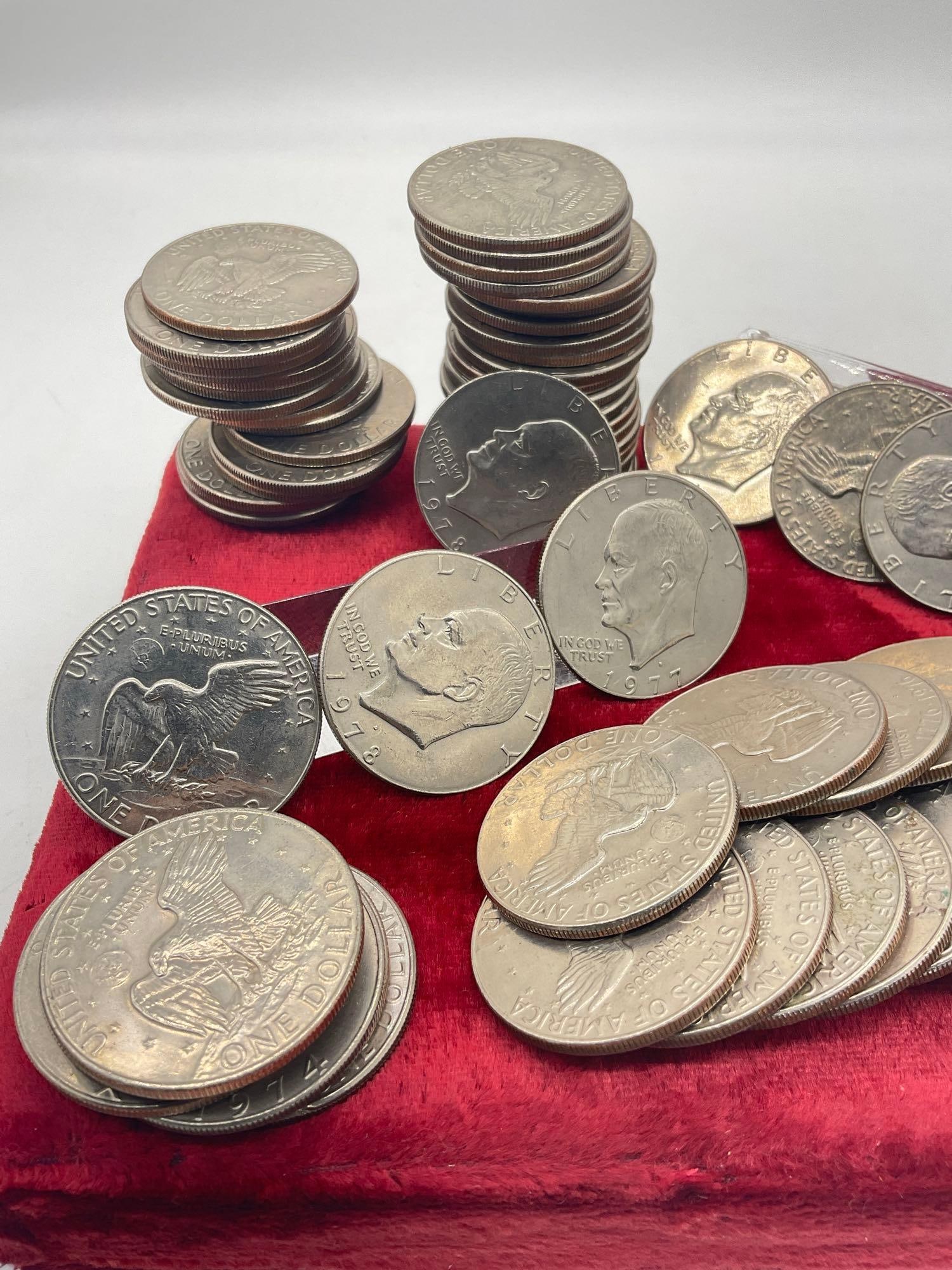 100 x Eisenhower Dollars assorted dates mostly D mint marks Some nice quality coins - 2