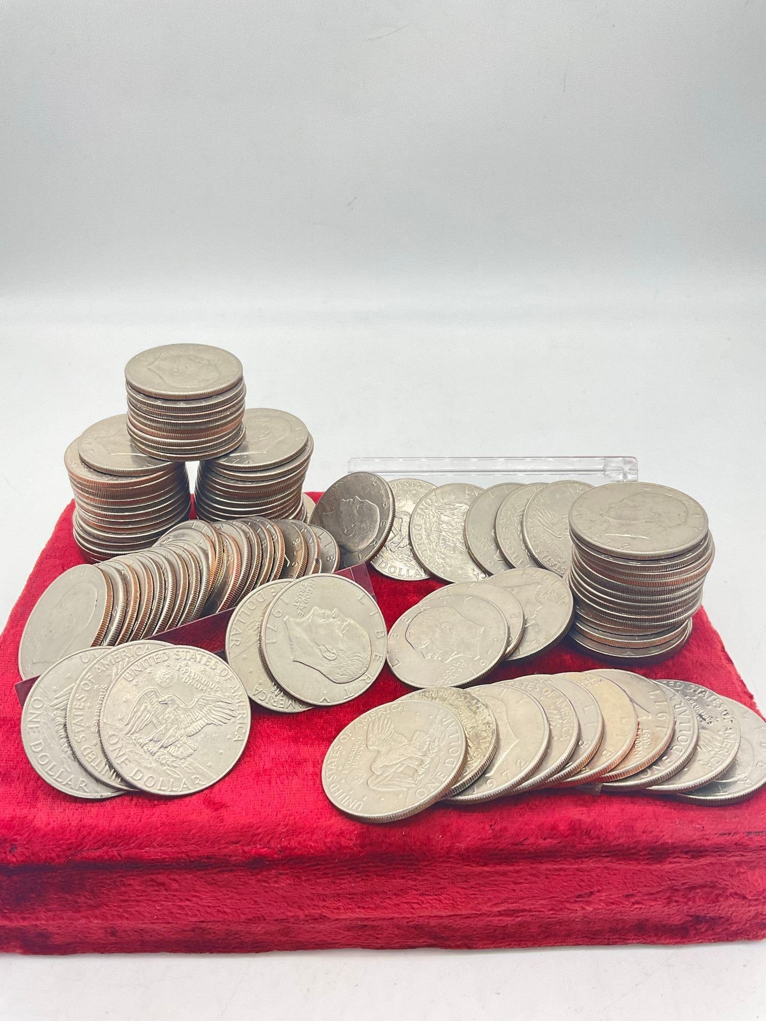 97 x Eisenhower Dollars assorted dates mostly D mint marks Some nice quality coins (1 of 4)