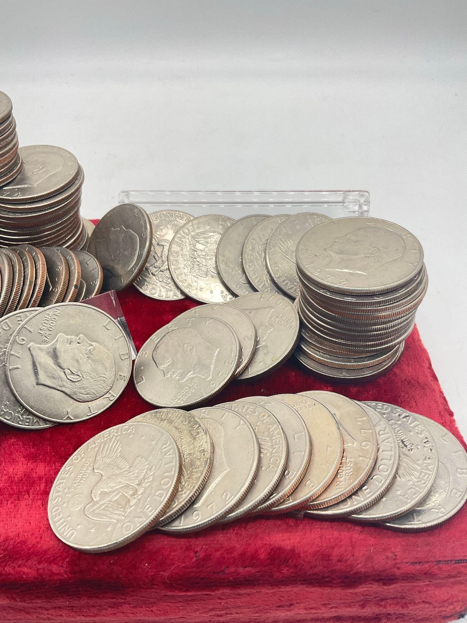 97 x Eisenhower Dollars assorted dates mostly D mint marks Some nice quality coins - 3