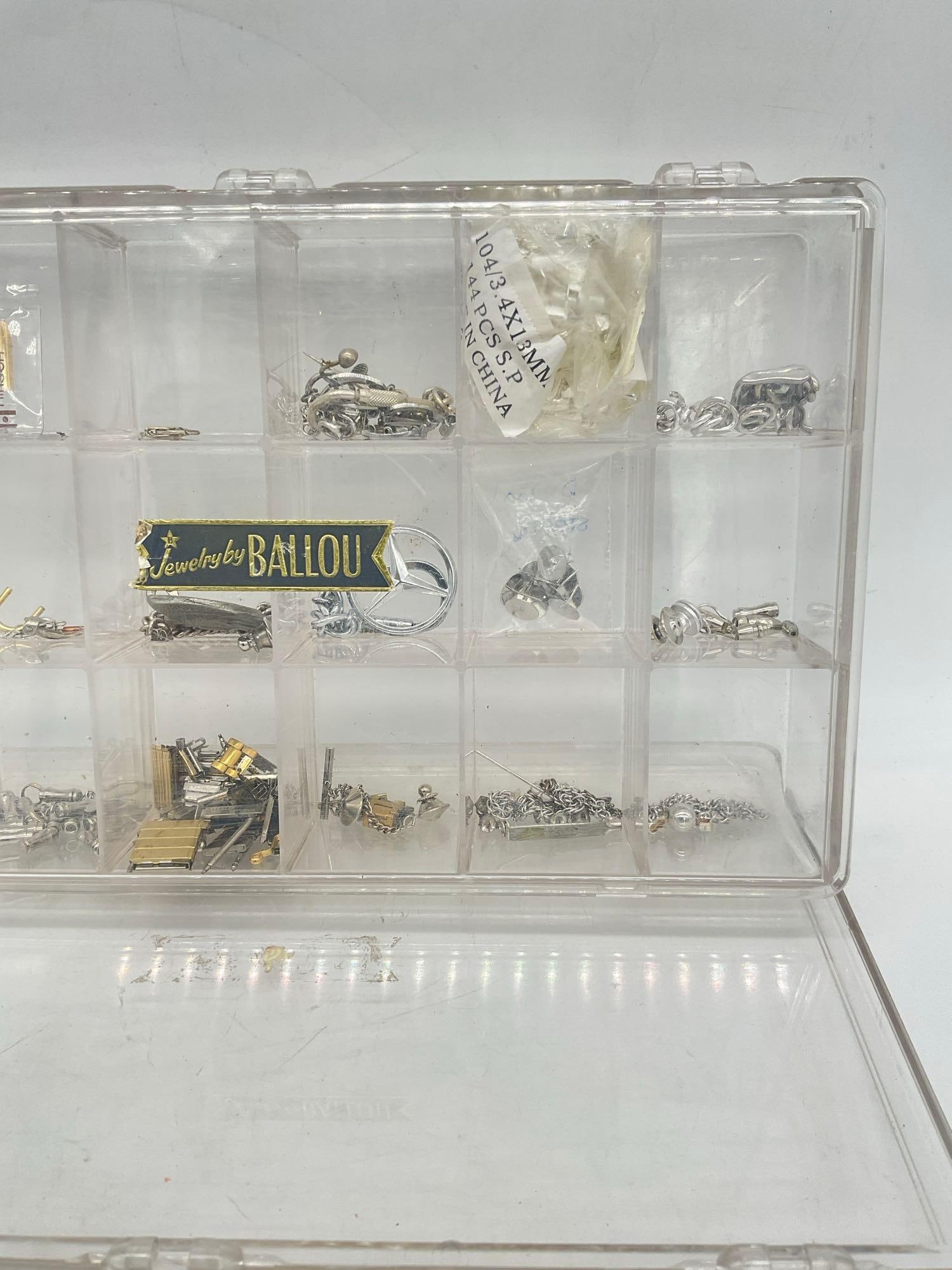 2x plastic storage cases with miscellaneous watch repair and jewelry making pieces see pics - 5