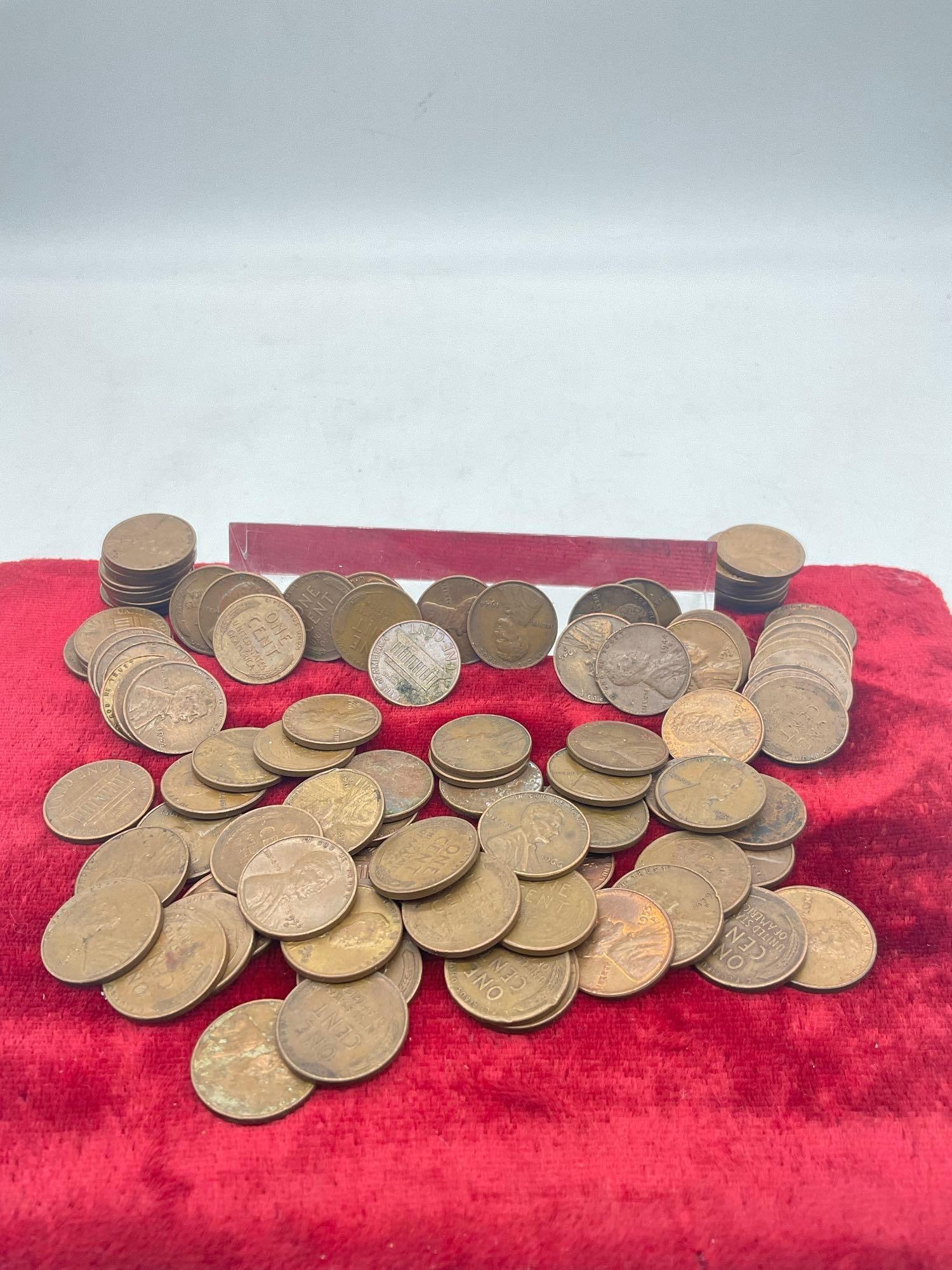 Collection of approximately 100 un researched wheat pennies (1 of 5)