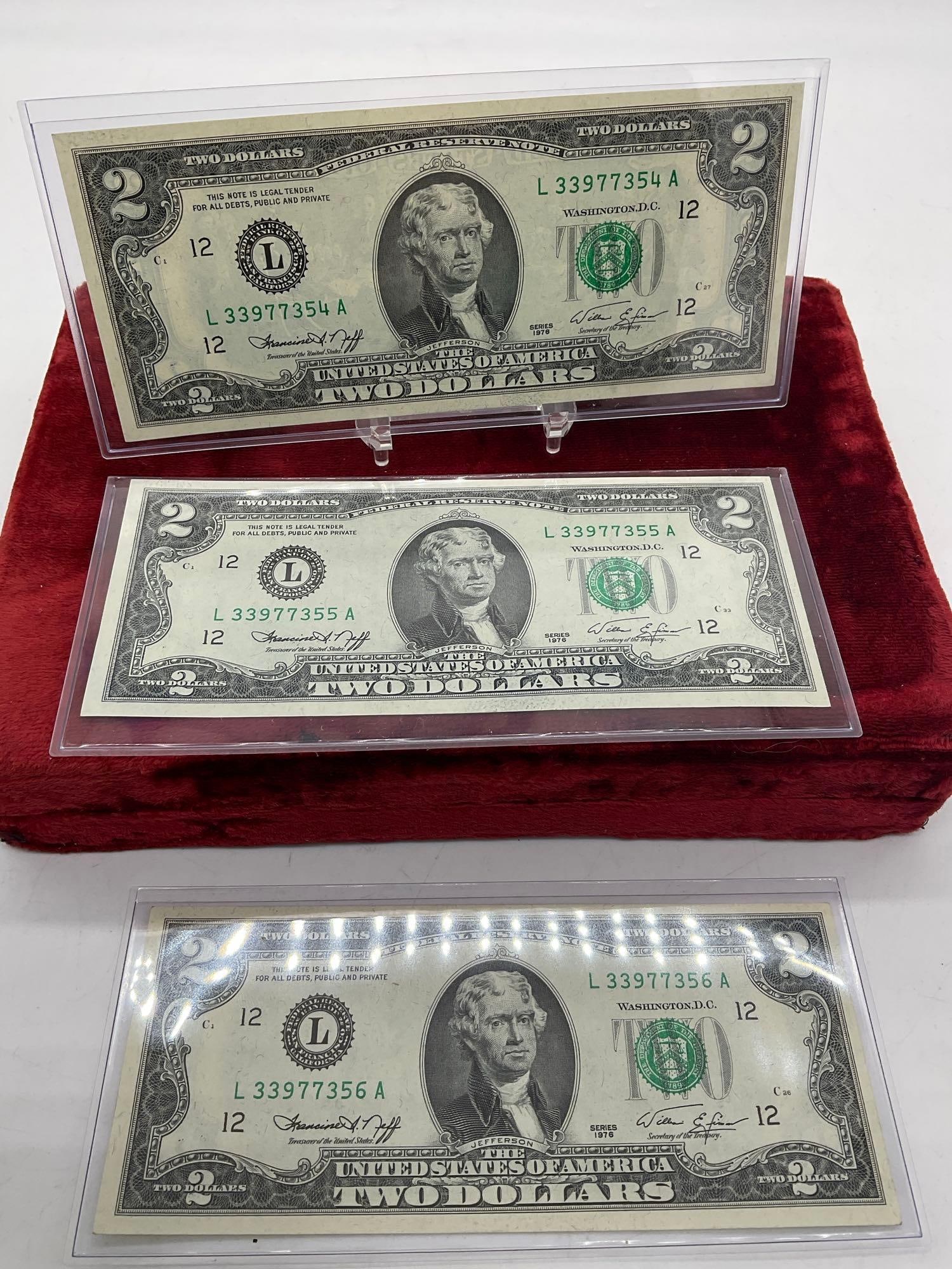 5 x 1934 & 1 x 1957 $1 dollar silver certificate's W/ 3x UNC 1976 $2 bills , 1x 1963 UNC $2 Red S... - 4