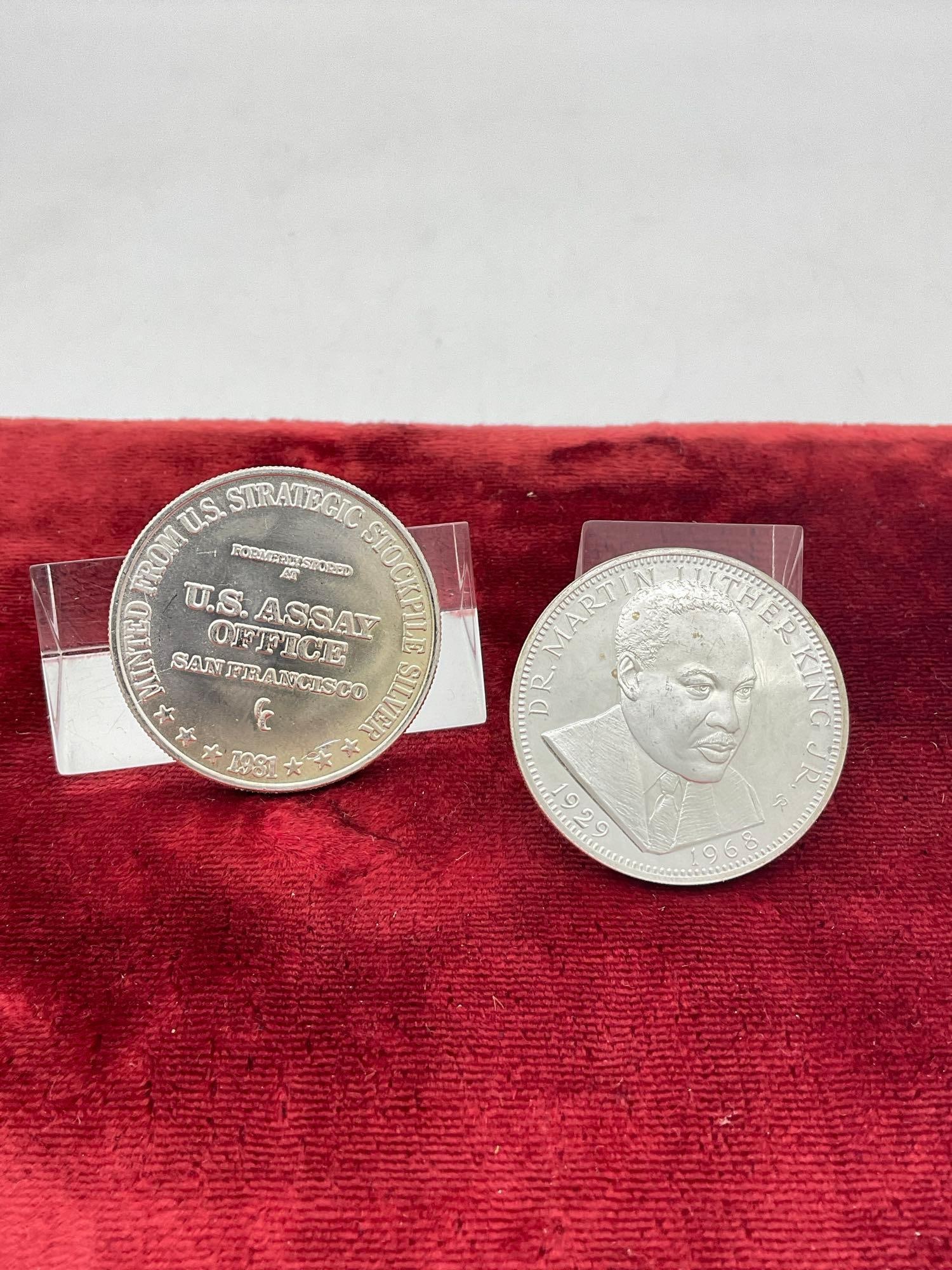 Vintage .999 Silver 1 oz 1981 Silver trade unit & Martin Luther king Comm. Sterling Silver Round: c-5010 