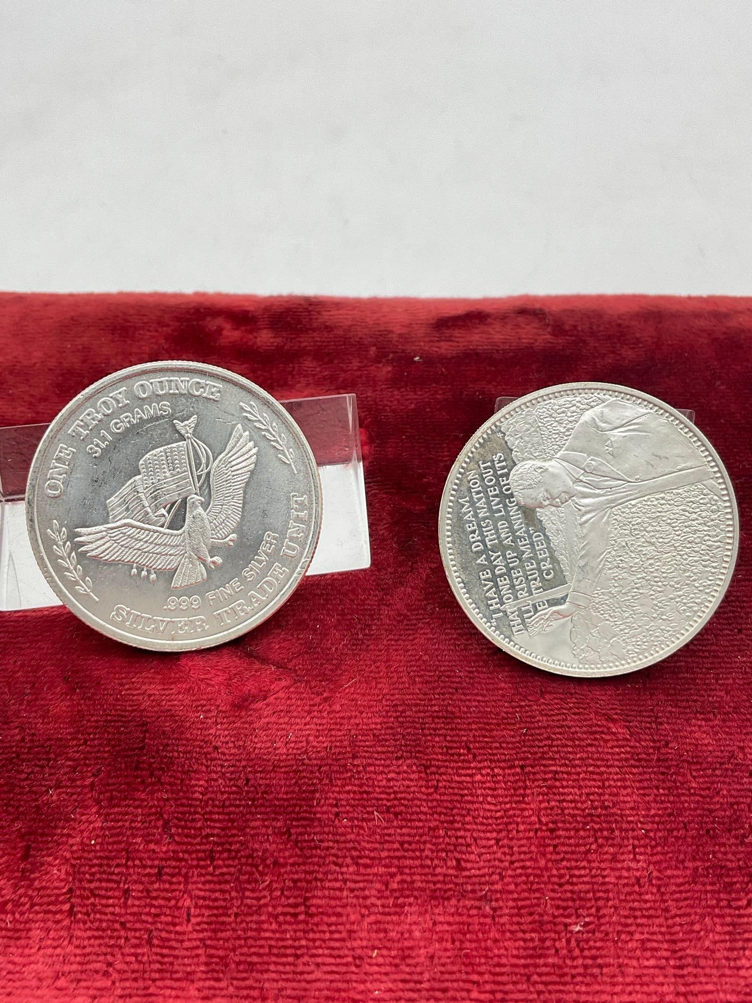 Vintage .999 Silver 1 oz 1981 Silver trade unit & Martin Luther king Comm. Sterling Silver Round - 2