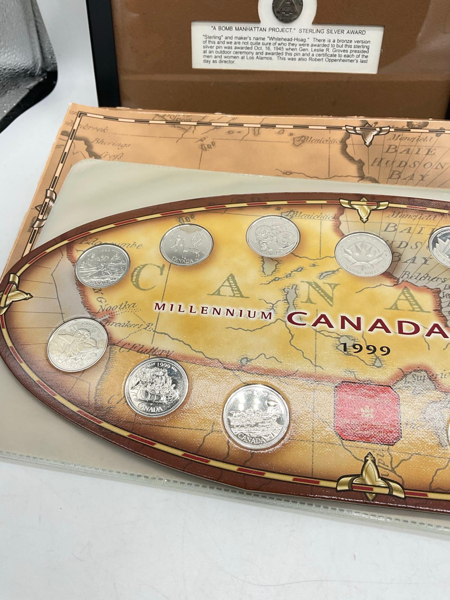 1999 Canadian Millennium 13 x quarter Set ,1996 $2 dollar Coin & Bill set w/ COA 1958 Silver Dollar - 2