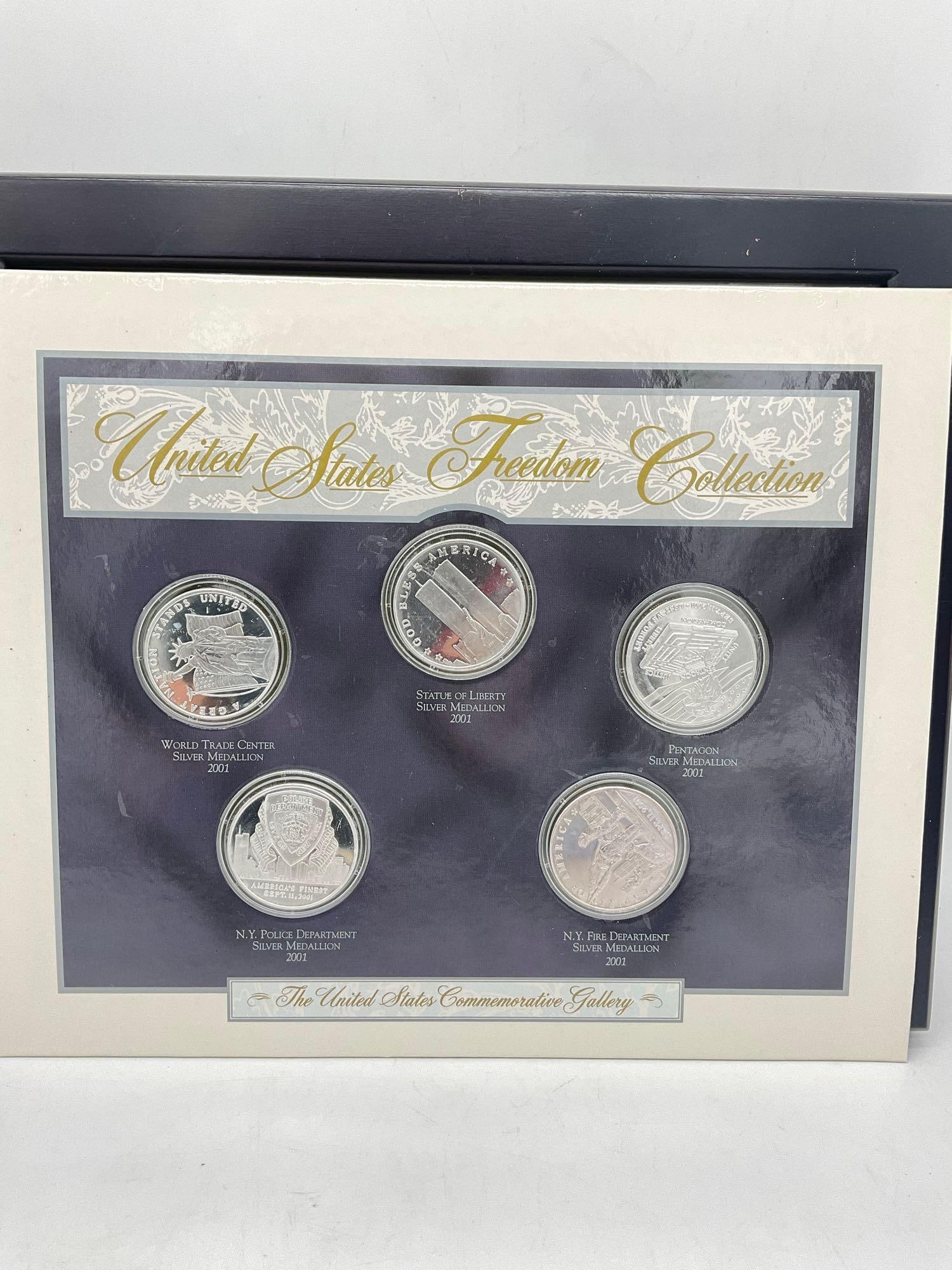 2001 The United States Freedom Collection featuring 5x Silver 1oz coins commemorating 911 W/ case (1 of 5)