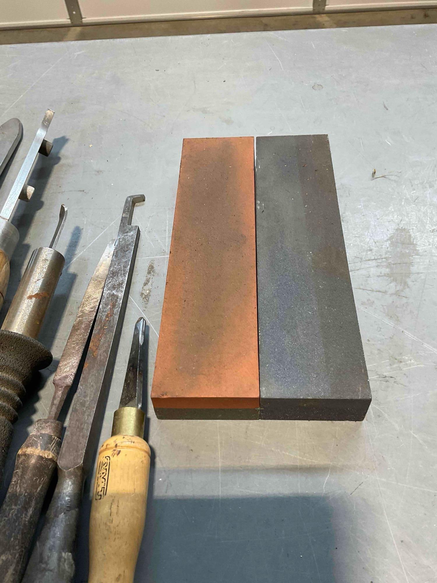 Collect of Lathe Tools inc Robert Sorby Woodturning Chisels, Hooks, and 2x Oil Stones - 4