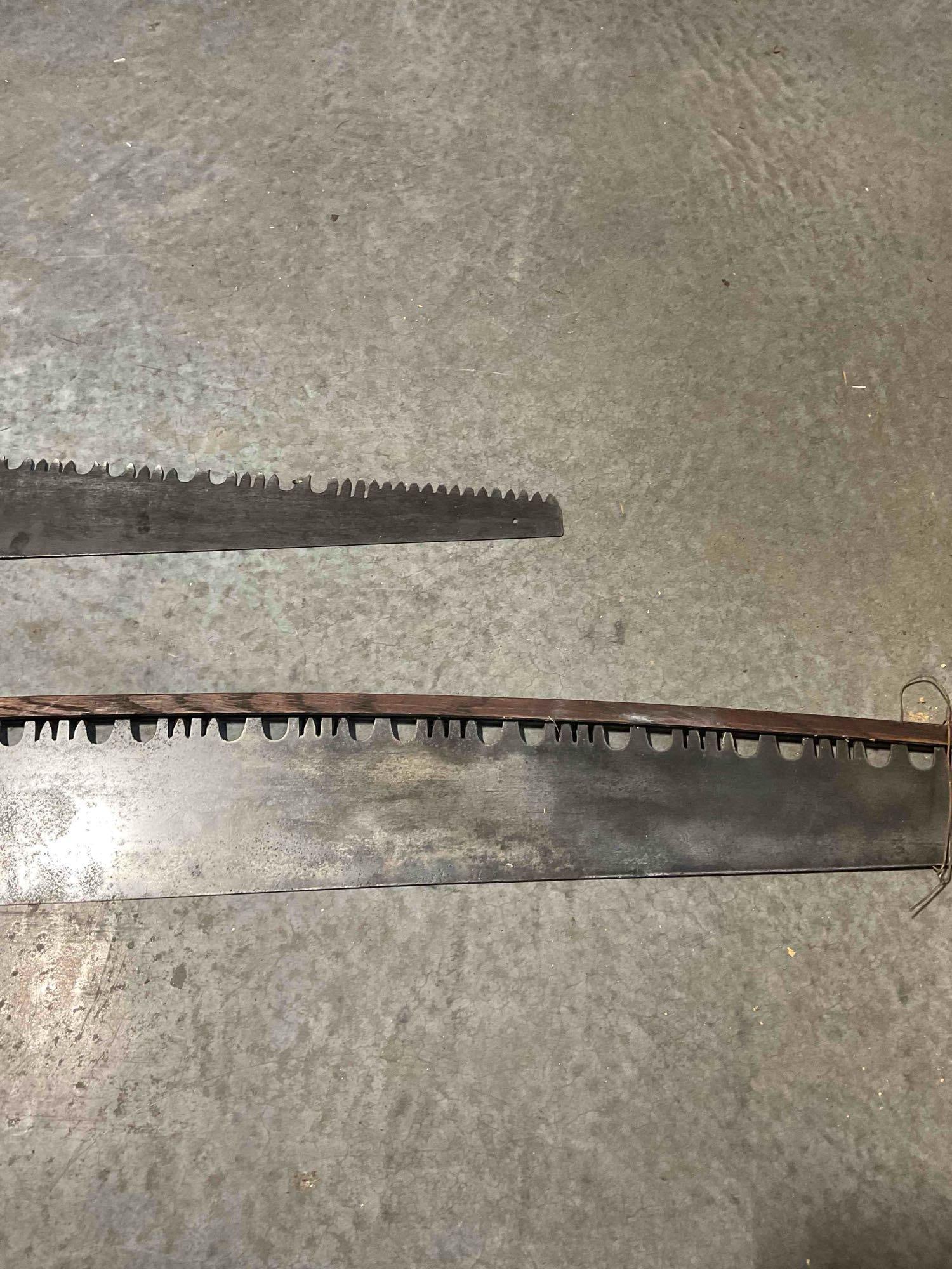 A Pair of Antique Cross Cut Lumber Saws a Hand Saw and a Two-Man "Misery Whip" - 10