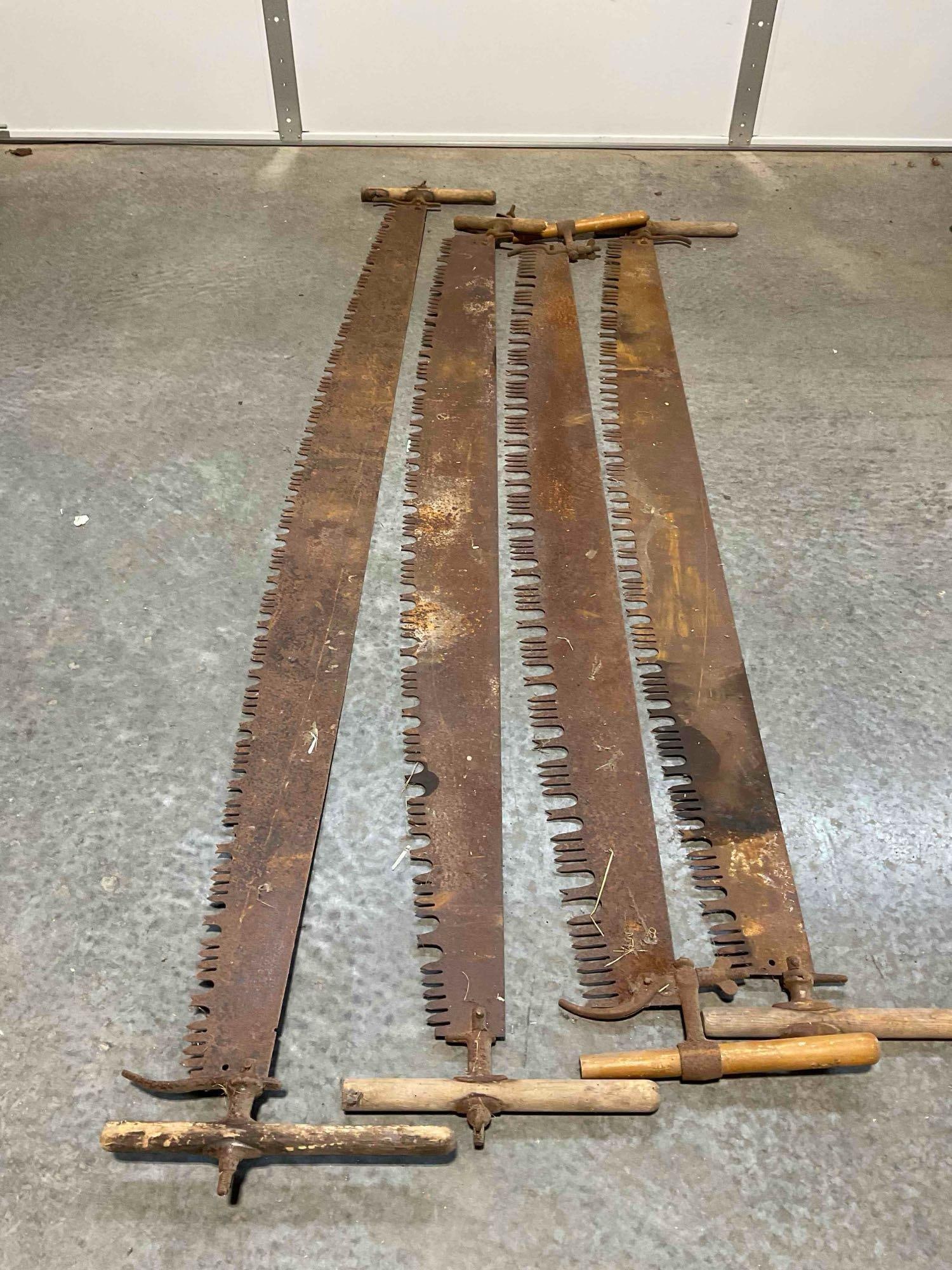 4x Antique Two-0Man Cross Cut Lumber Saws aka "Misery Whips" - 2