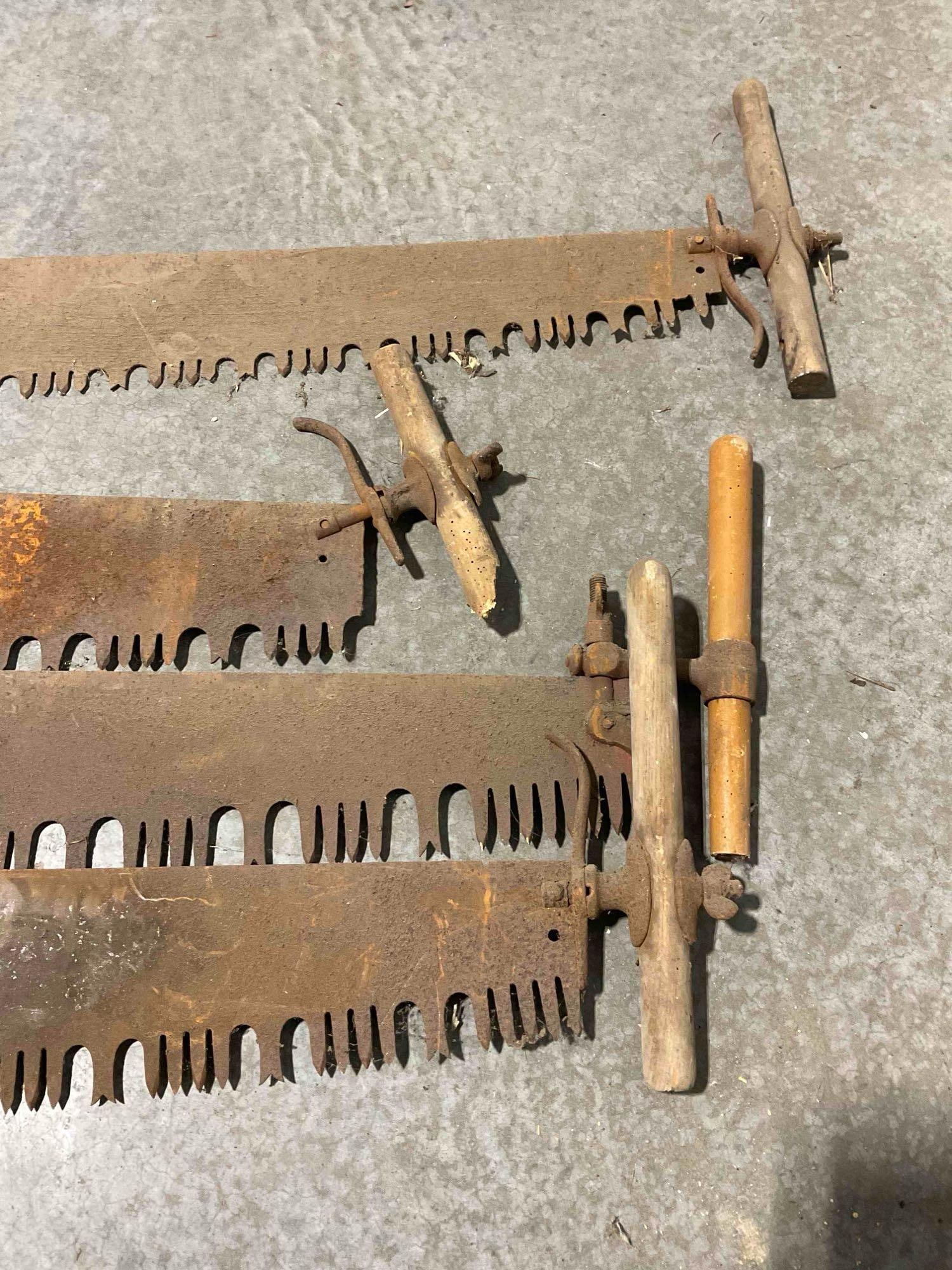 4x Antique Two-0Man Cross Cut Lumber Saws aka "Misery Whips" - 3