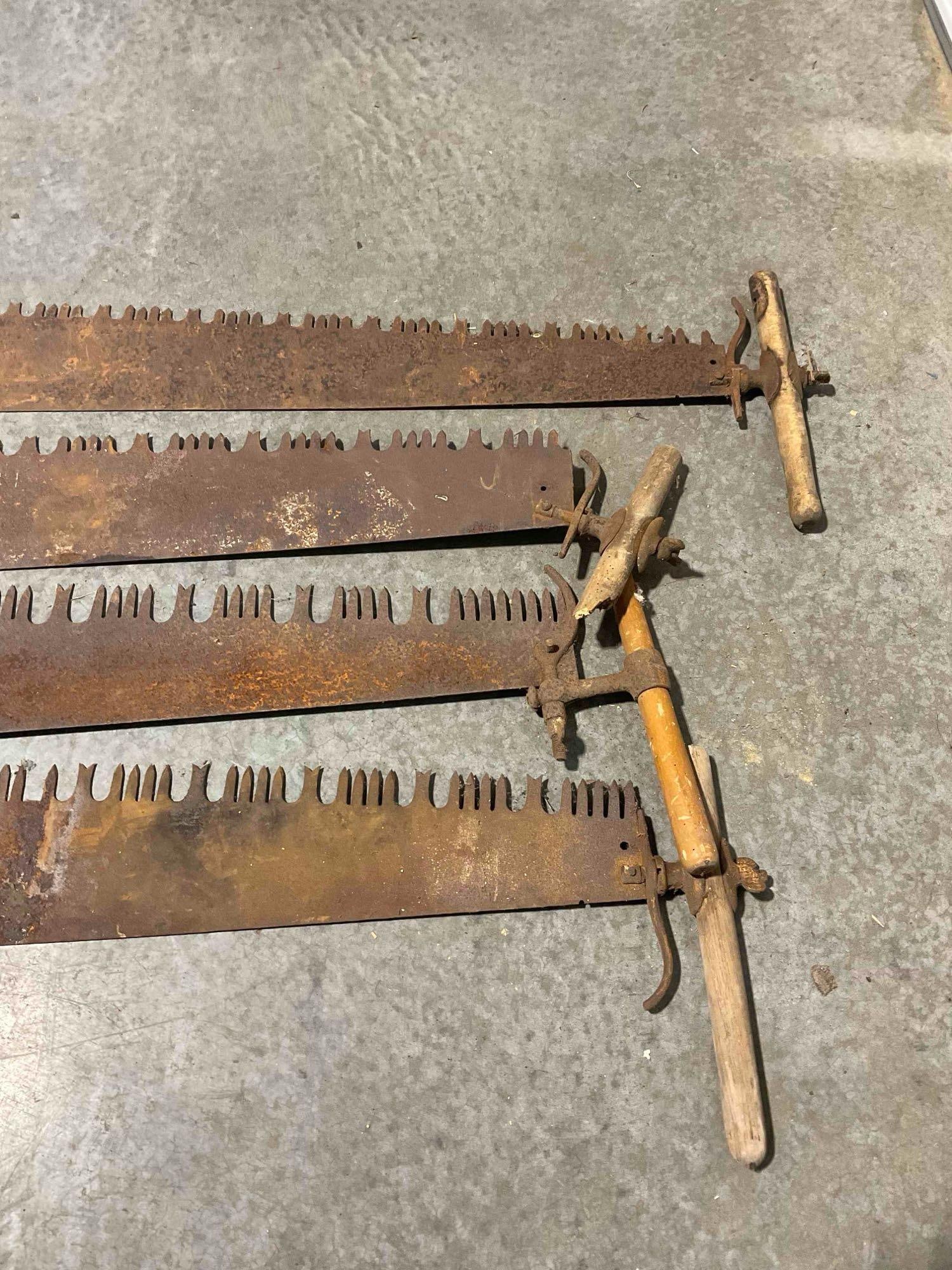 4x Antique Two-0Man Cross Cut Lumber Saws aka "Misery Whips" - 4