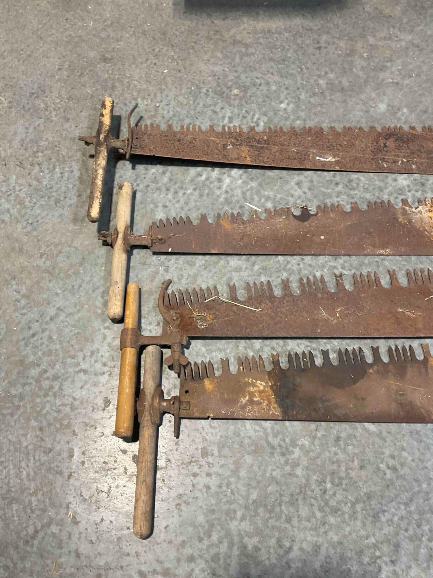 4x Antique Two-0Man Cross Cut Lumber Saws aka "Misery Whips" - 5