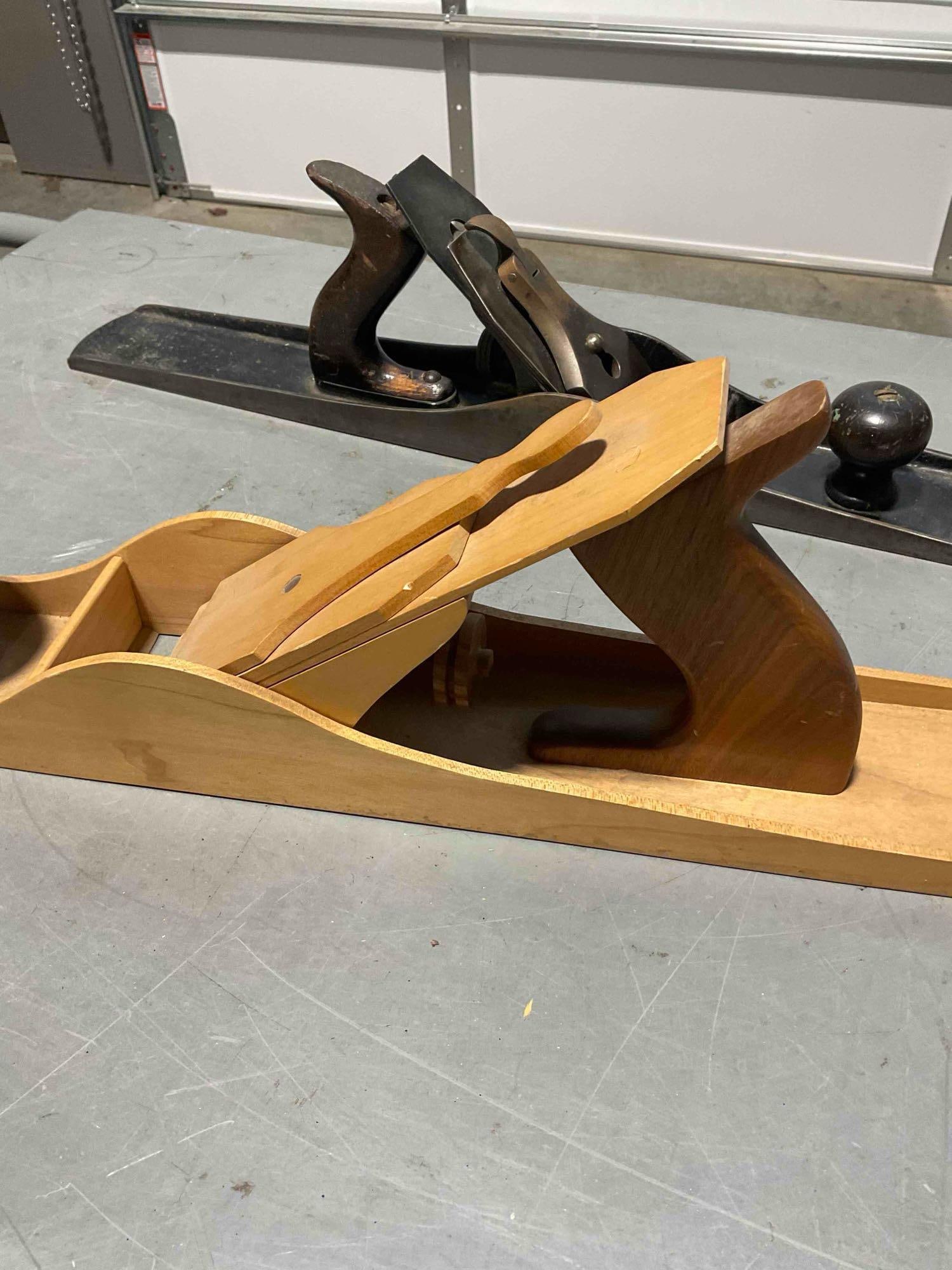 2x Large Wood Planes Including a Vintage Fulton Brand & Similar Size Wooden Plane - 10