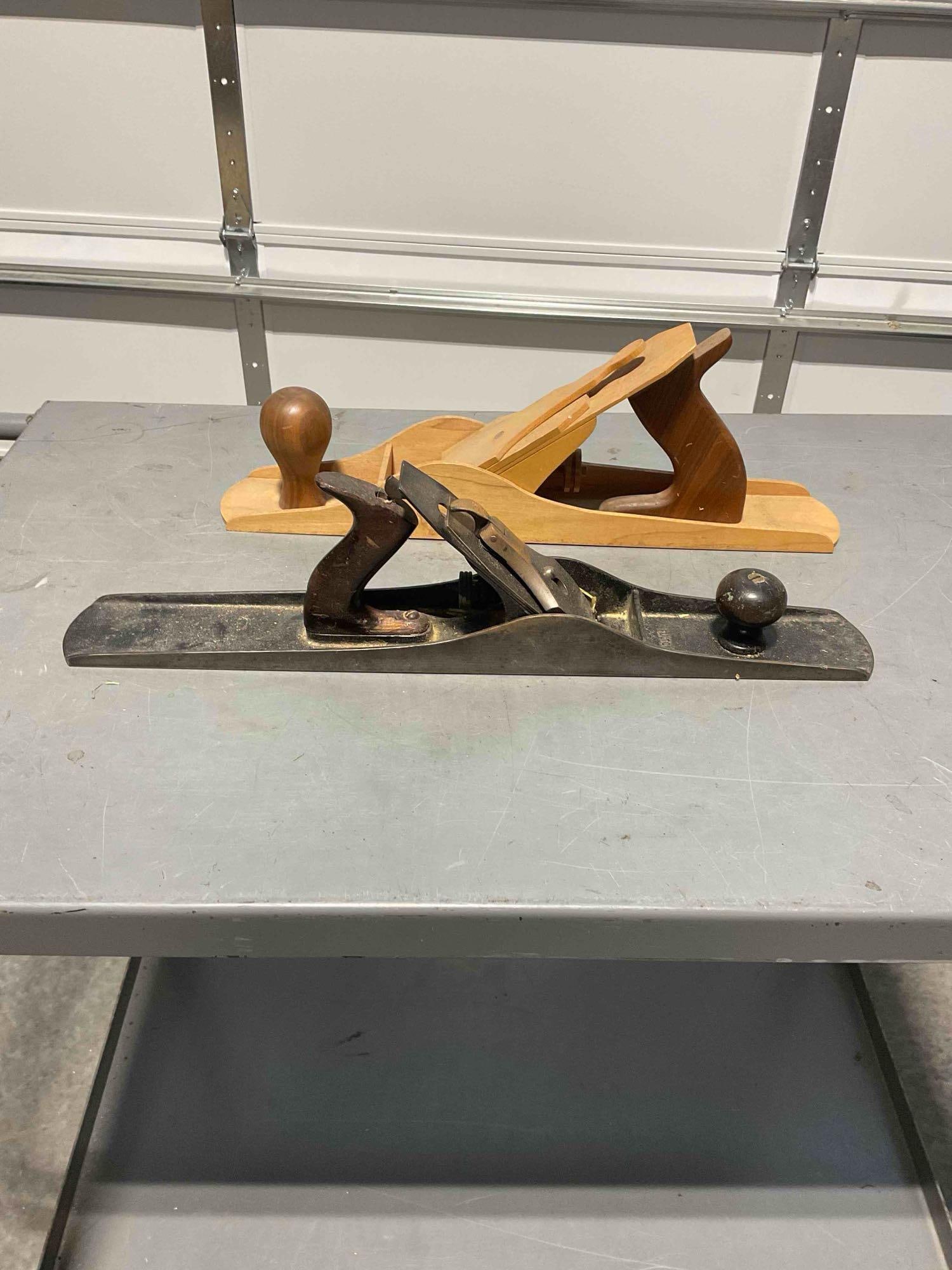 2x Large Wood Planes Including a Vintage Fulton Brand & Similar Size Wooden Plane (1 of 10)