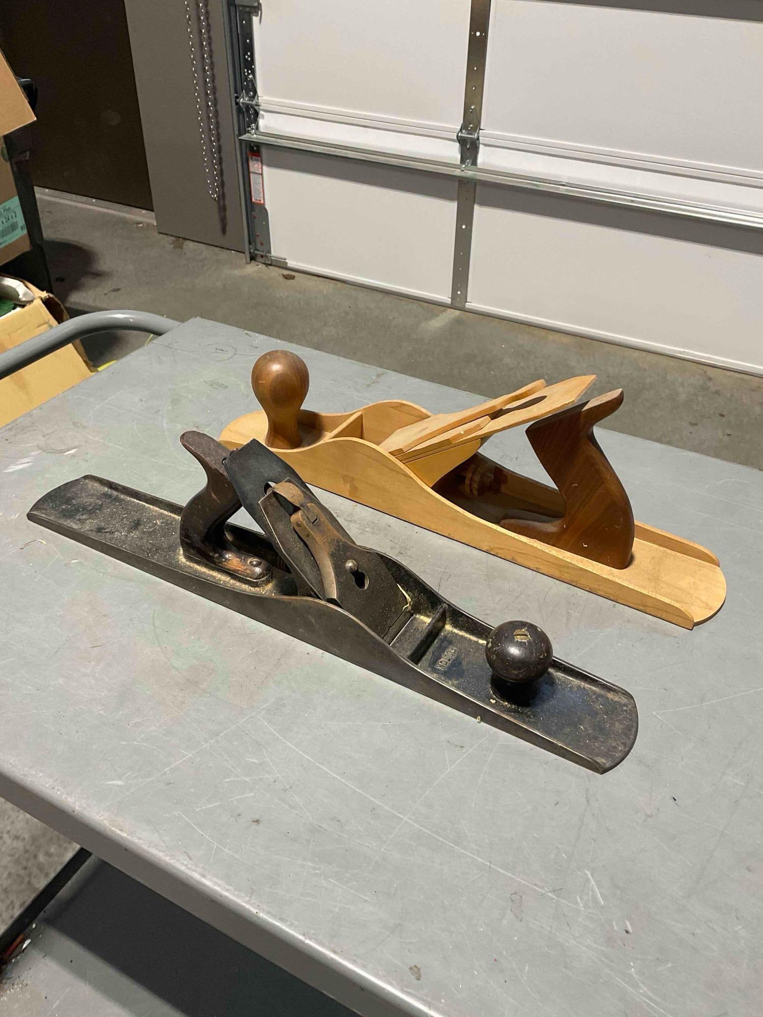 2x Large Wood Planes Including a Vintage Fulton Brand & Similar Size Wooden Plane - 3