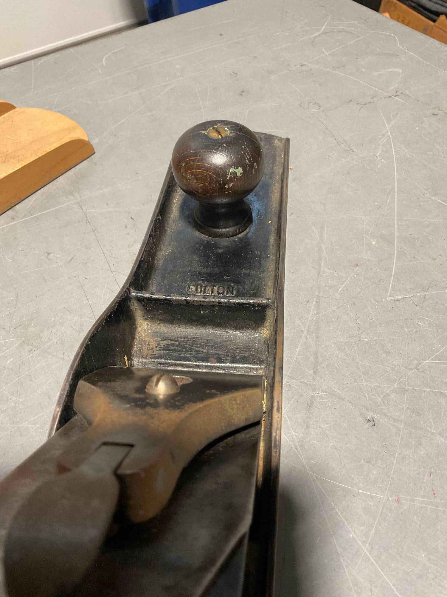 2x Large Wood Planes Including a Vintage Fulton Brand & Similar Size Wooden Plane - 4