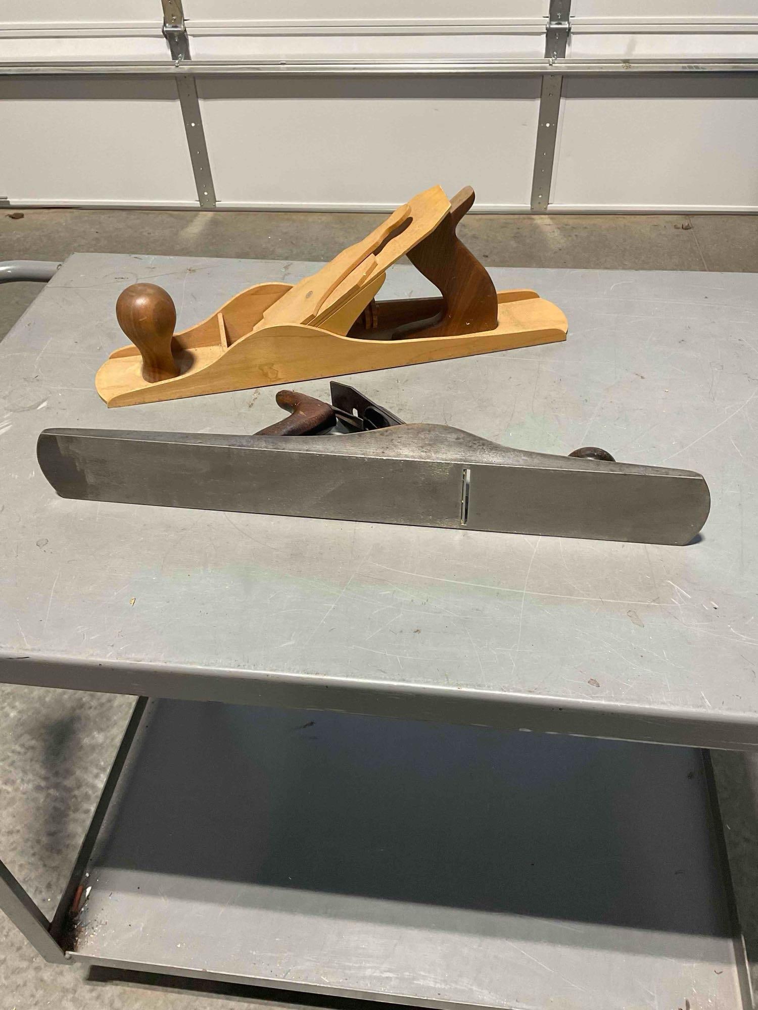 2x Large Wood Planes Including a Vintage Fulton Brand & Similar Size Wooden Plane - 5