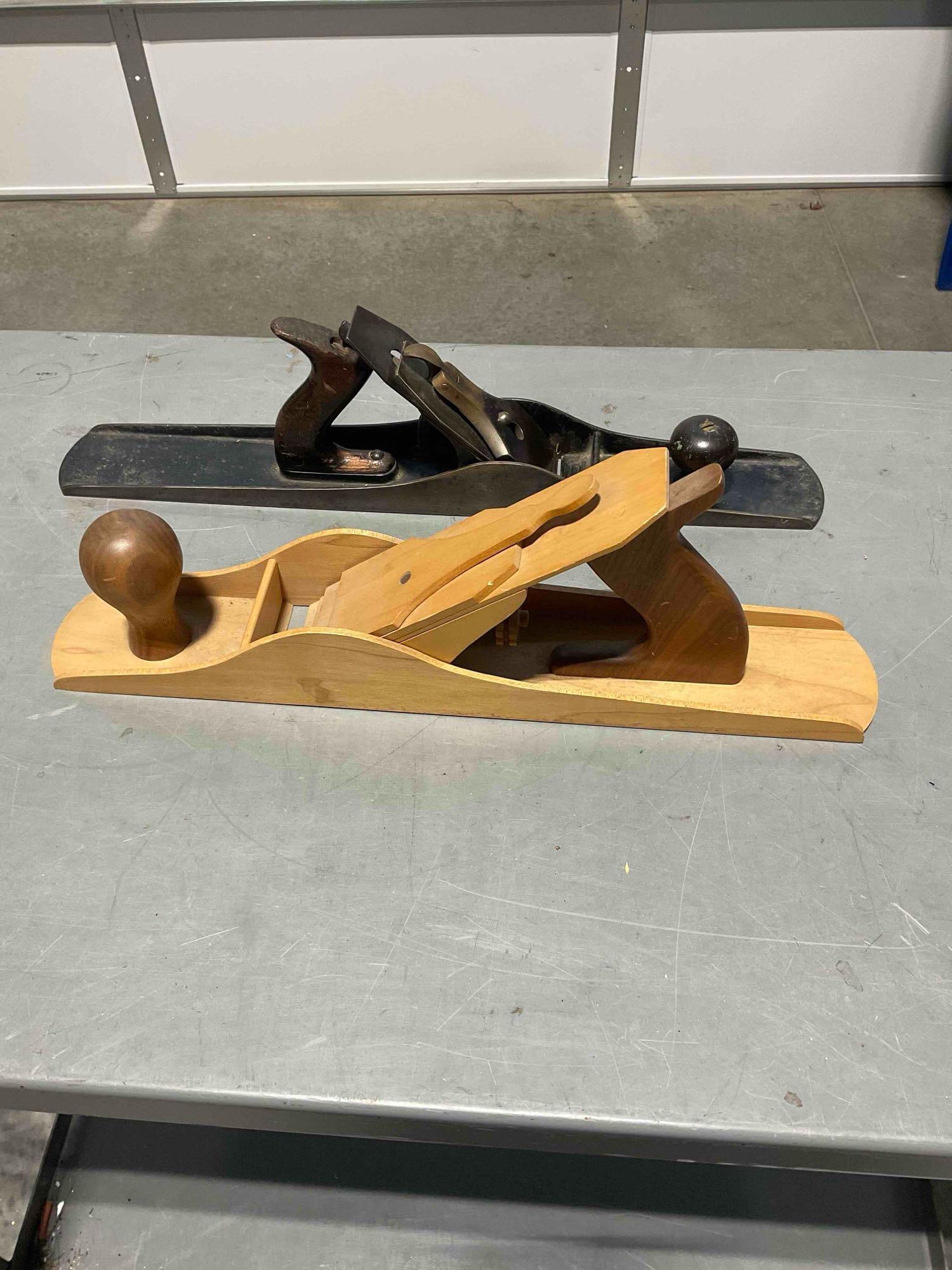 2x Large Wood Planes Including a Vintage Fulton Brand & Similar Size Wooden Plane - 6