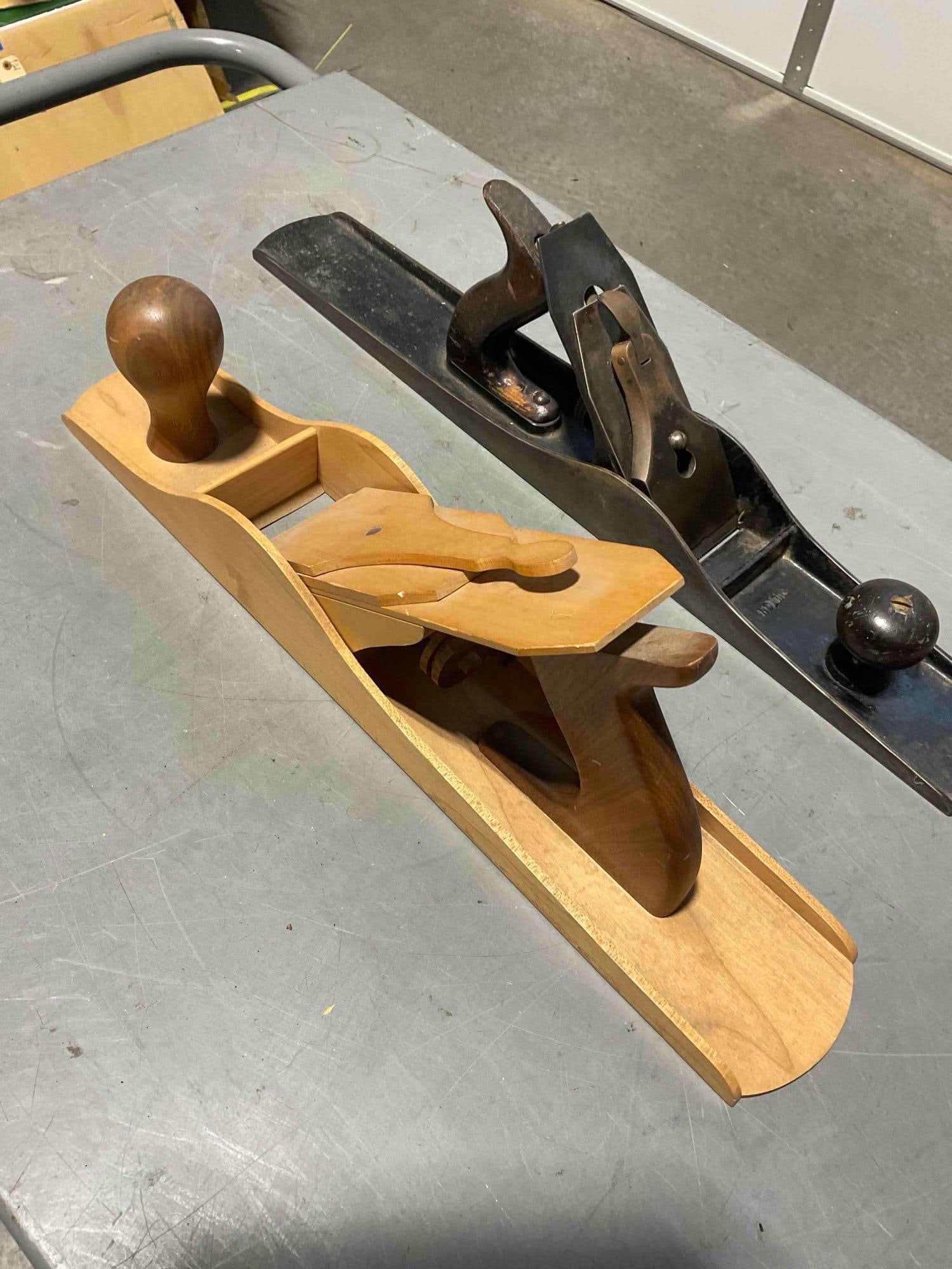 2x Large Wood Planes Including a Vintage Fulton Brand & Similar Size Wooden Plane - 7