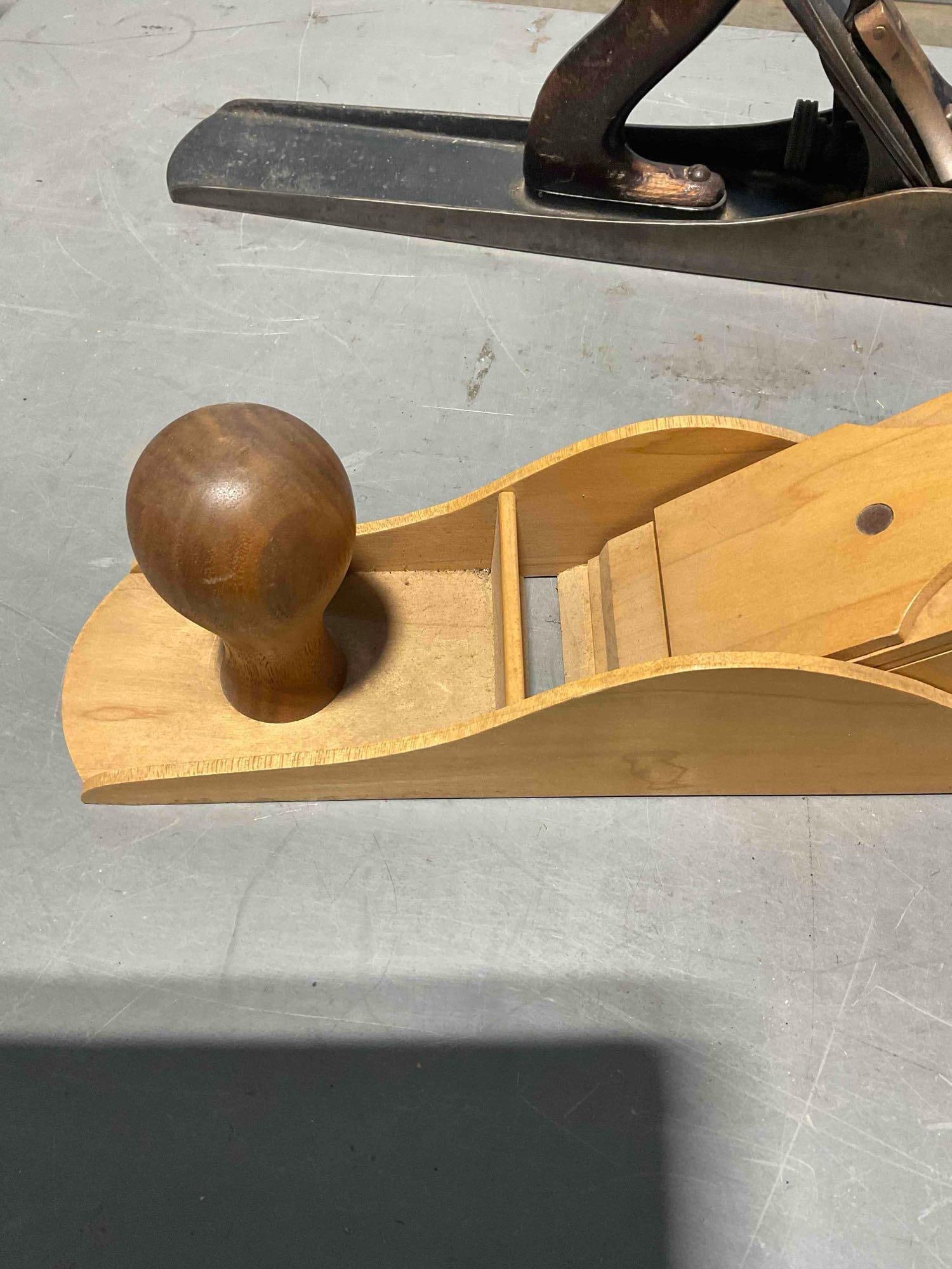 2x Large Wood Planes Including a Vintage Fulton Brand & Similar Size Wooden Plane - 9