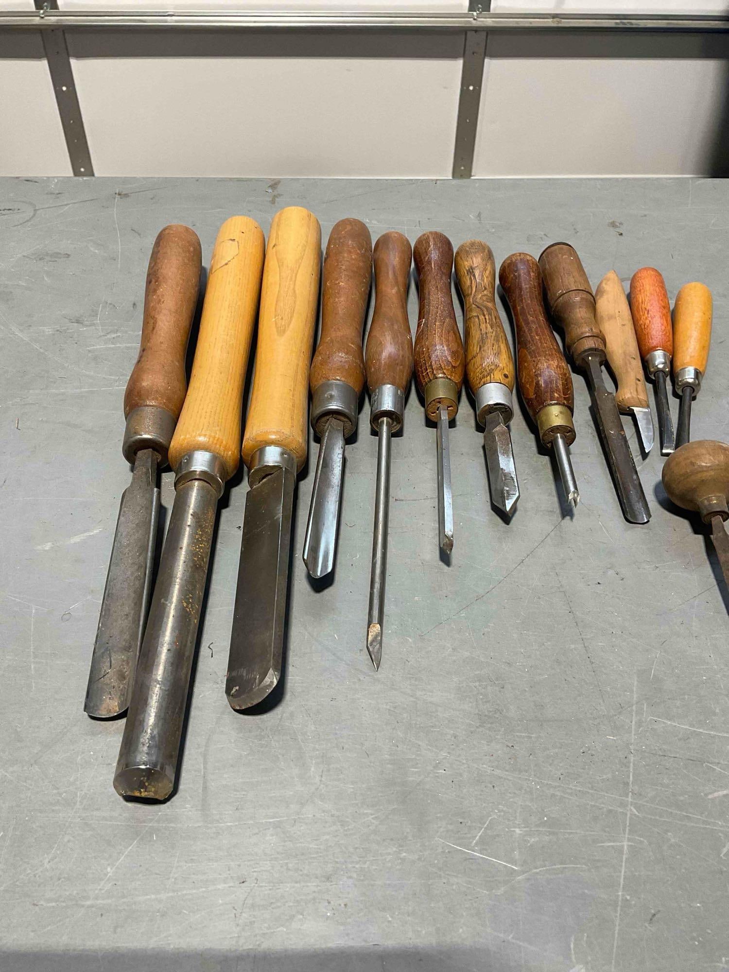 Collection of Wood-Turning Chisels, Awls, and Gouges for Wood Working - 6