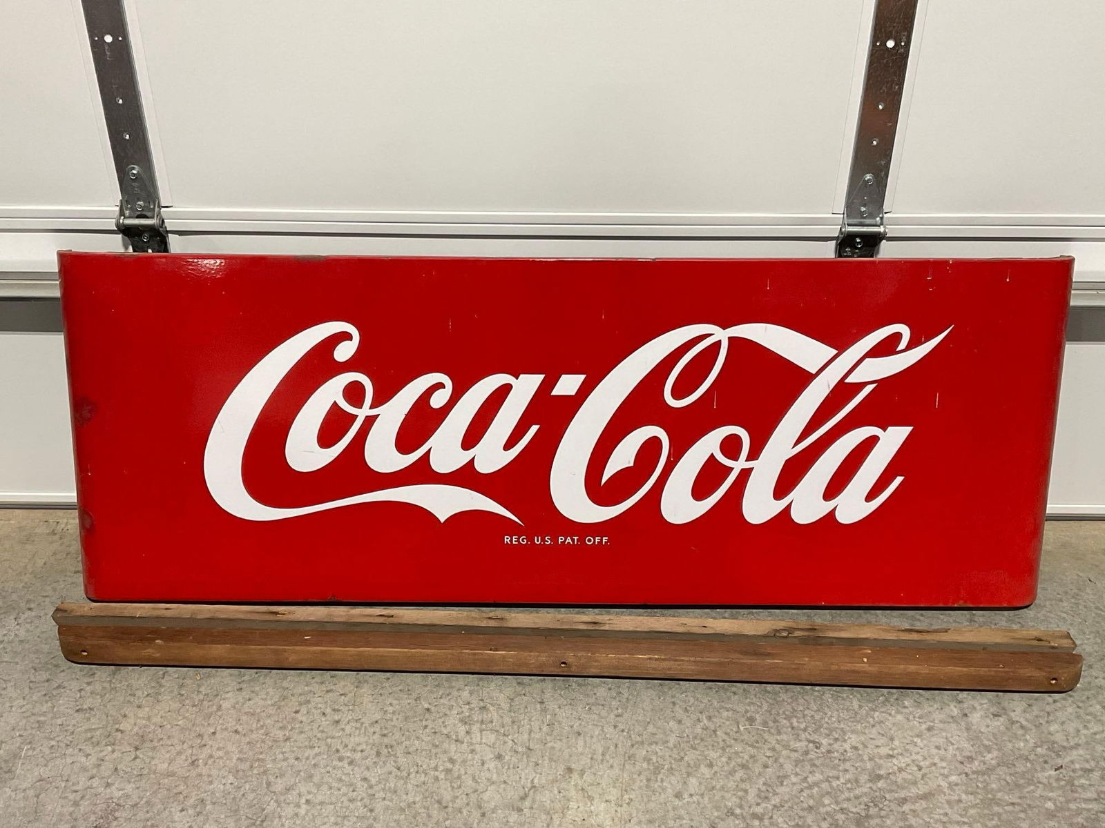 Large Sheet Metal Coca-Cola Sign, w/ pair of boards, 25h x 69w x 4d inches (1 of 7)