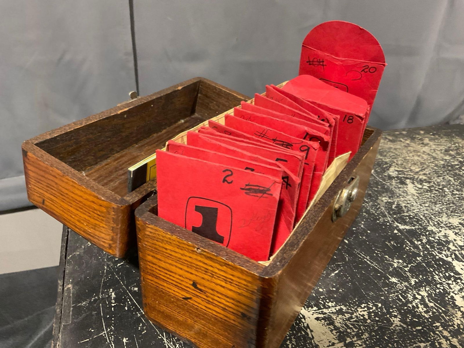 Large Antique 16 Drawer Bank Safety Deposit Box w/ Keys!, 14h x 22w x 15d inches *HEAVY* - 2