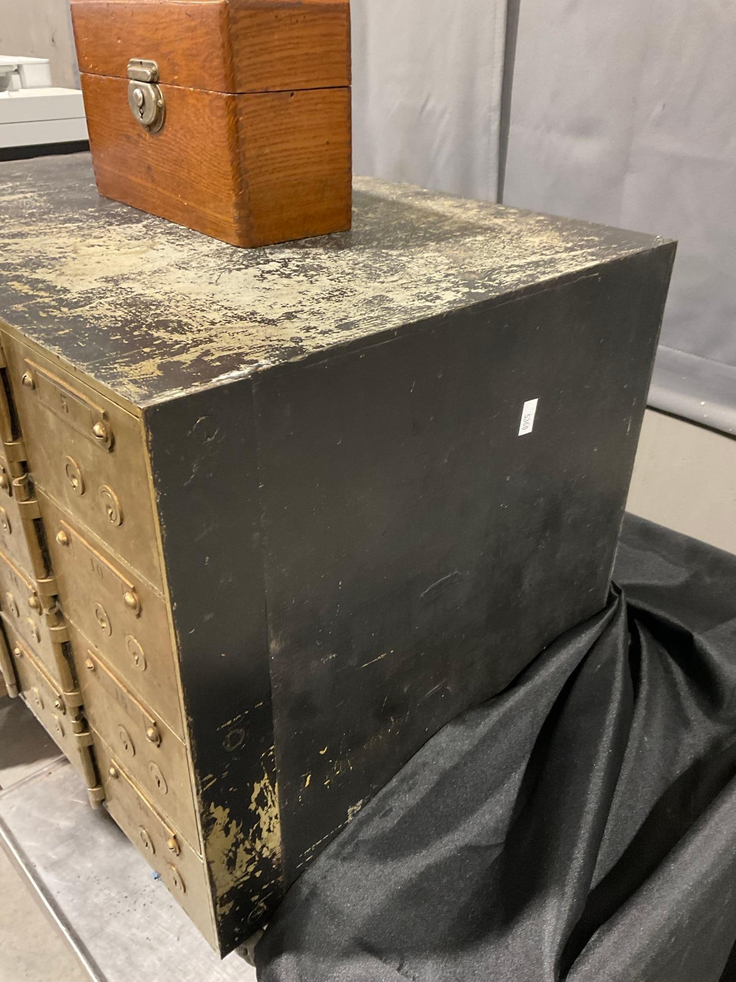 Large Antique 16 Drawer Bank Safety Deposit Box w/ Keys!, 14h x 22w x 15d inches *HEAVY* - 9