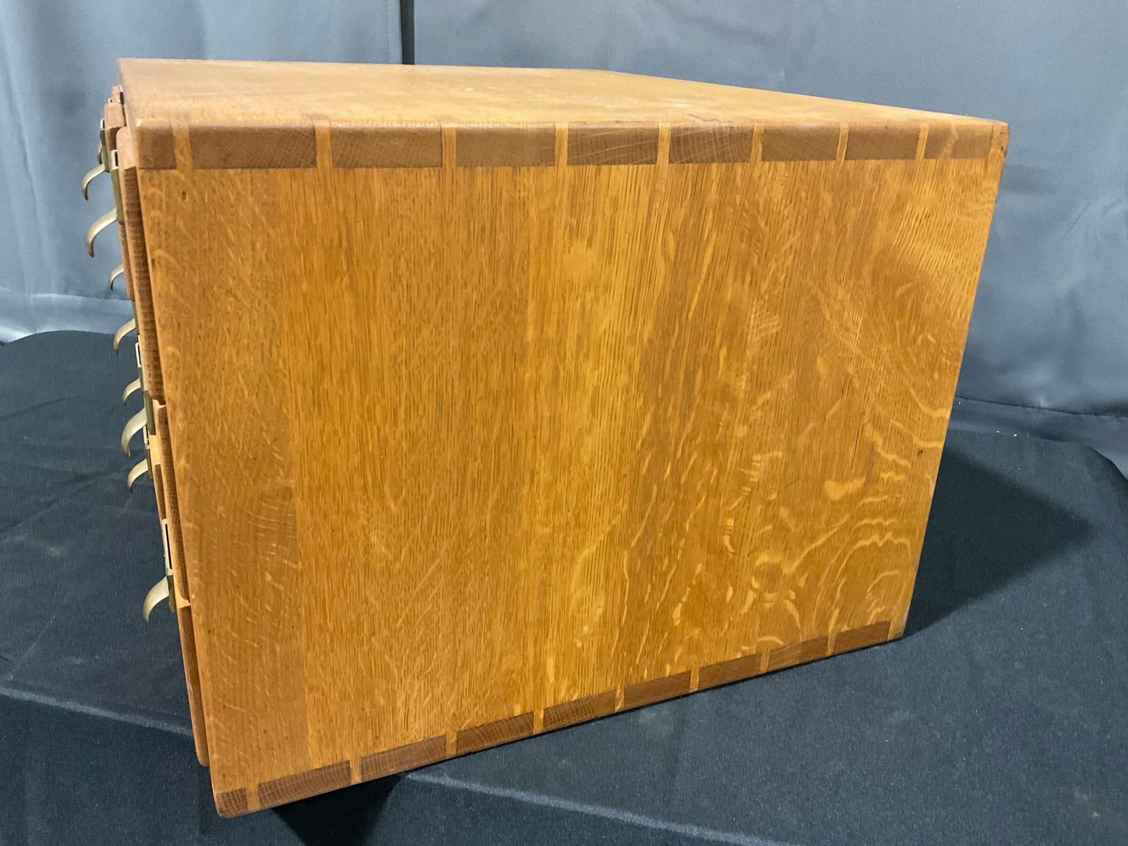 Library Bureau Cabinet of 9 Drawers, Wooden w/ Brass Furniture, 14h x 21w x 19d inches - 7