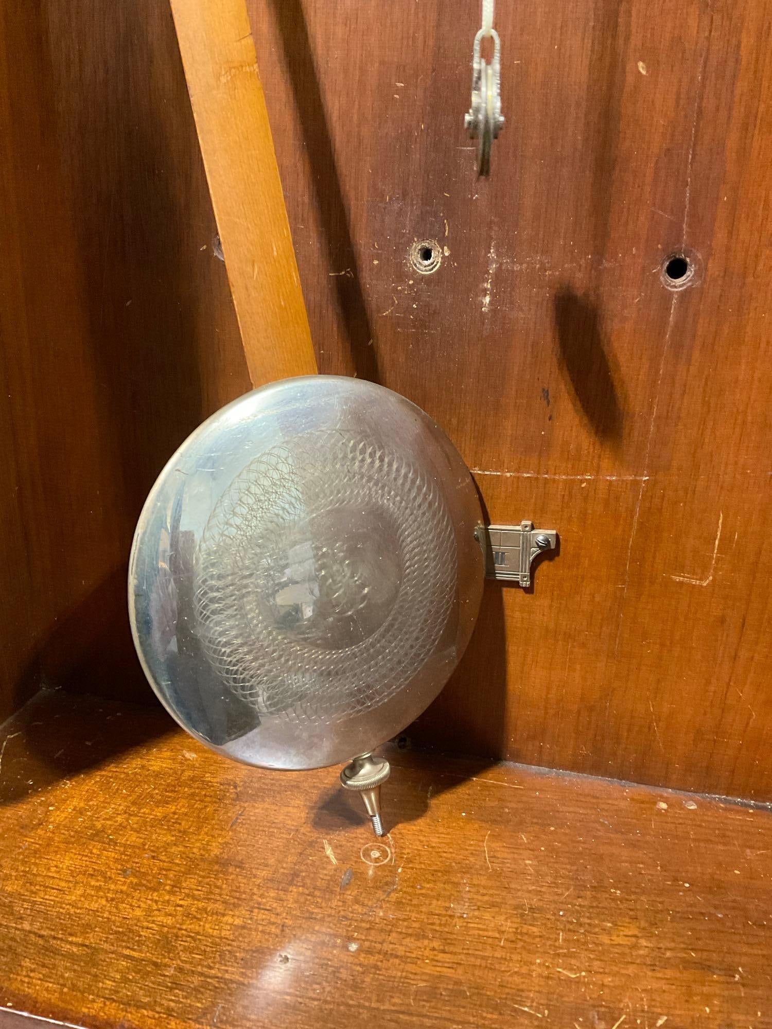 Antique Seth Thomas Wall Clock, Walnut w/ Glass front, Pendulum, 48h x 18w x 8d inches - 4