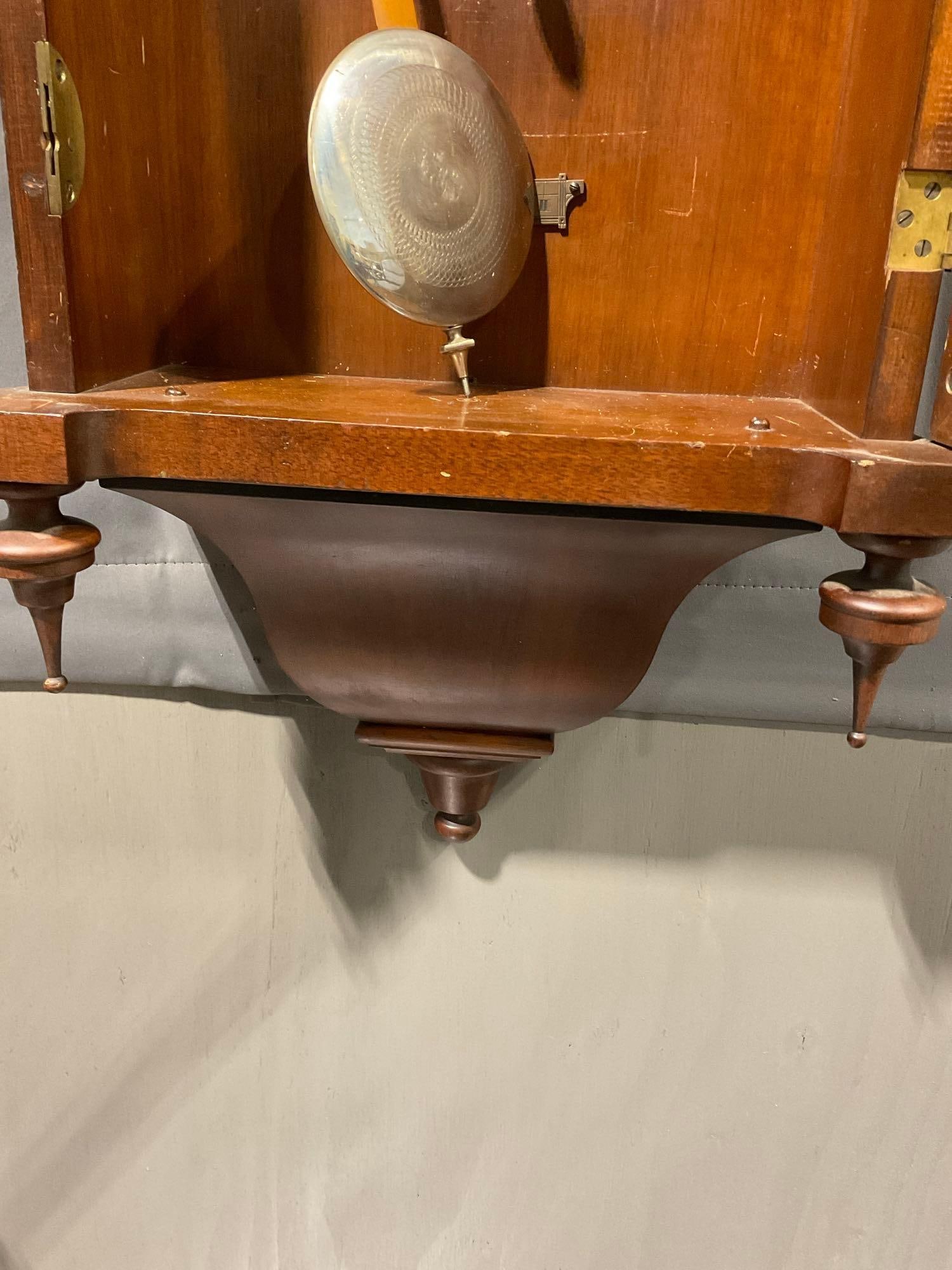 Antique Seth Thomas Wall Clock, Walnut w/ Glass front, Pendulum, 48h x 18w x 8d inches - 5