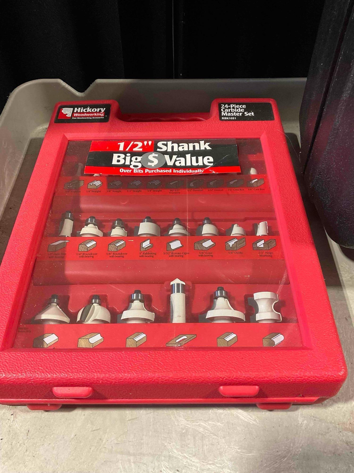 Ryobi Router Mo. RE180PL and Collection of Hickory Woodworking Bits Tested and Working - 3