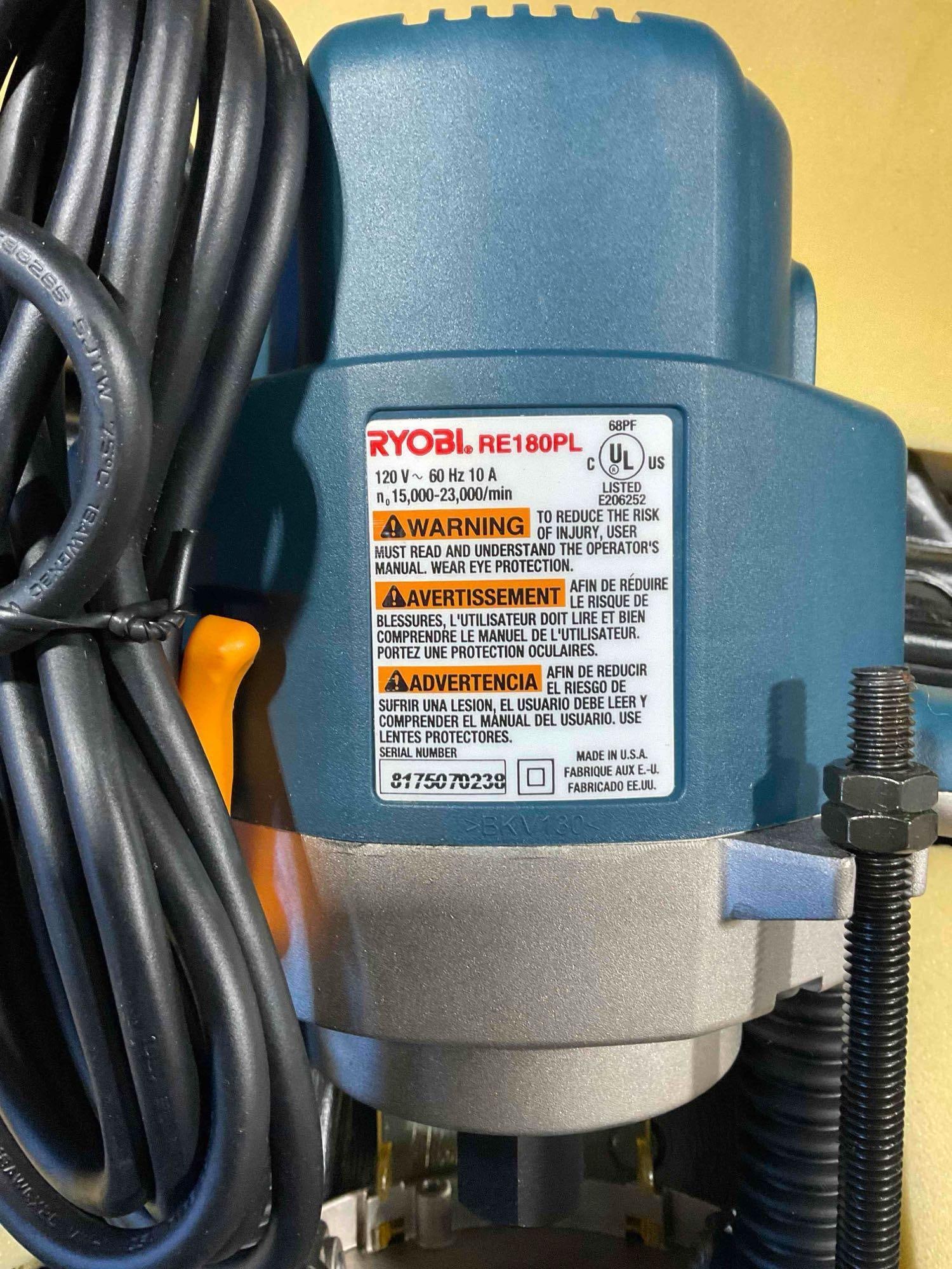 Ryobi Router Mo. RE180PL and Collection of Hickory Woodworking Bits Tested and Working - 4