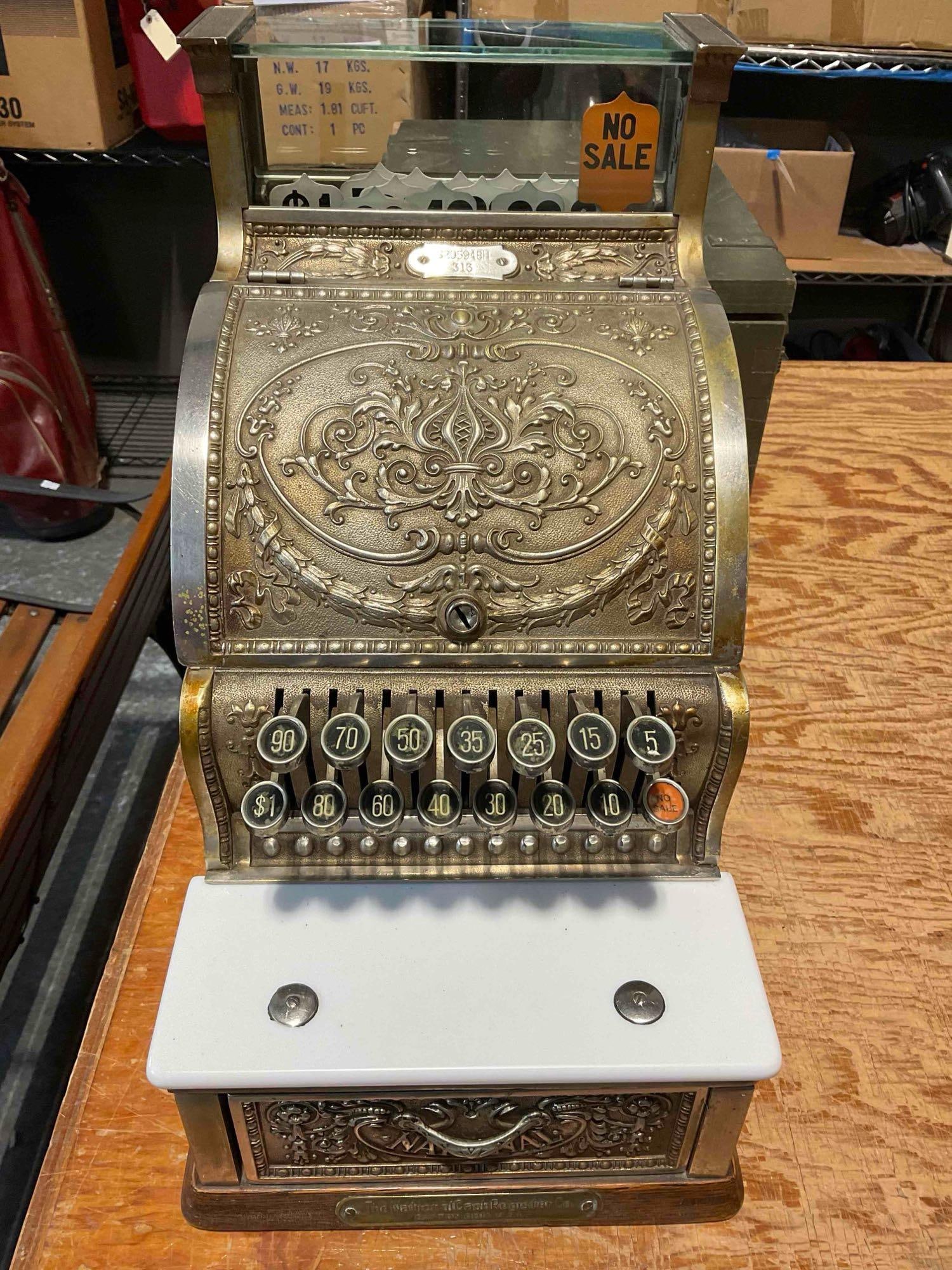 Antique National Brand Cash Register Model No S205948H. Still in Working Condition - 2