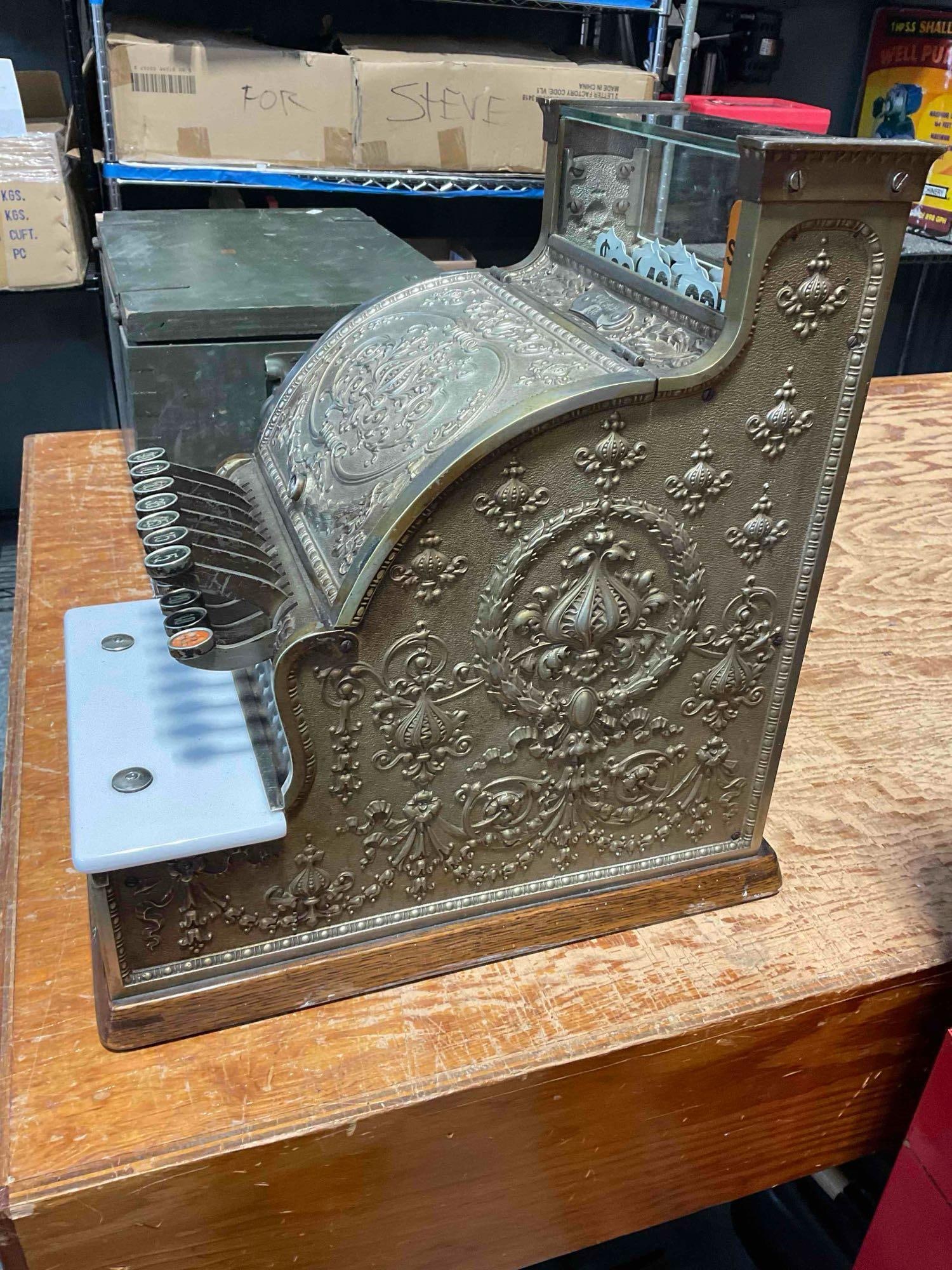 Antique National Brand Cash Register Model No S205948H. Still in Working Condition - 3
