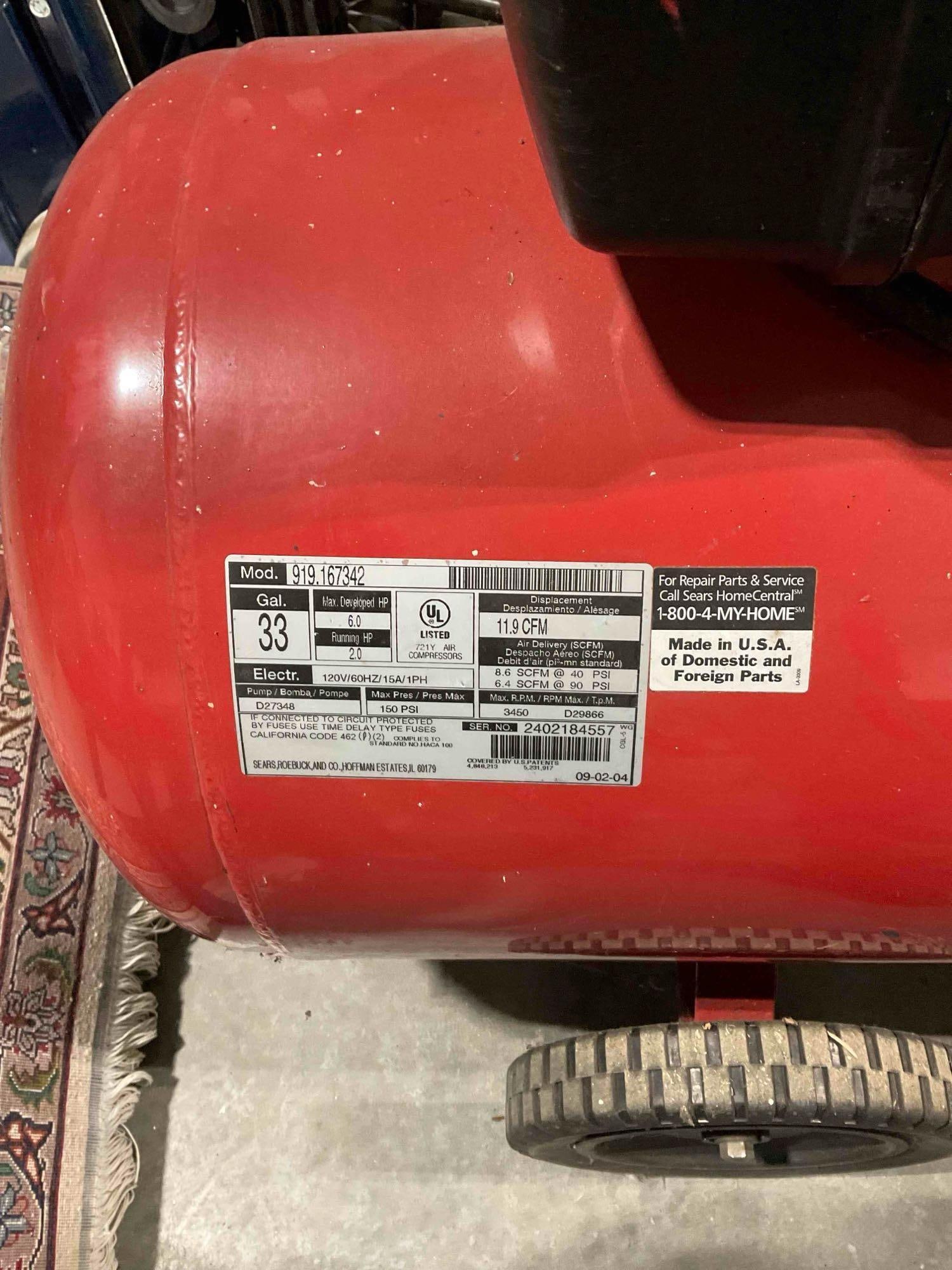 Craftsman 33Gal Air Compressor Model No. 919.167342. Tested and Working - 6