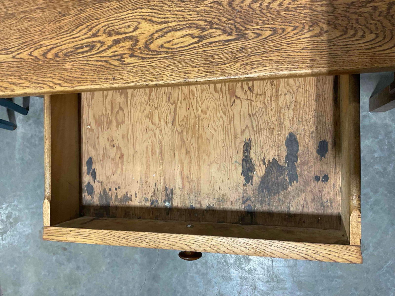 Handsome Antique Mission Style Oak Table or Writing Desk w/ 1 Drawer & Gorgeous Grain. - 4