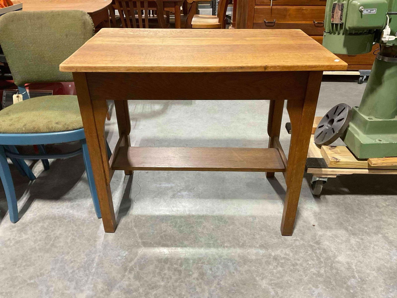 Handsome Antique Mission Style Oak Table or Writing Desk w/ 1 Drawer & Gorgeous Grain. - 7