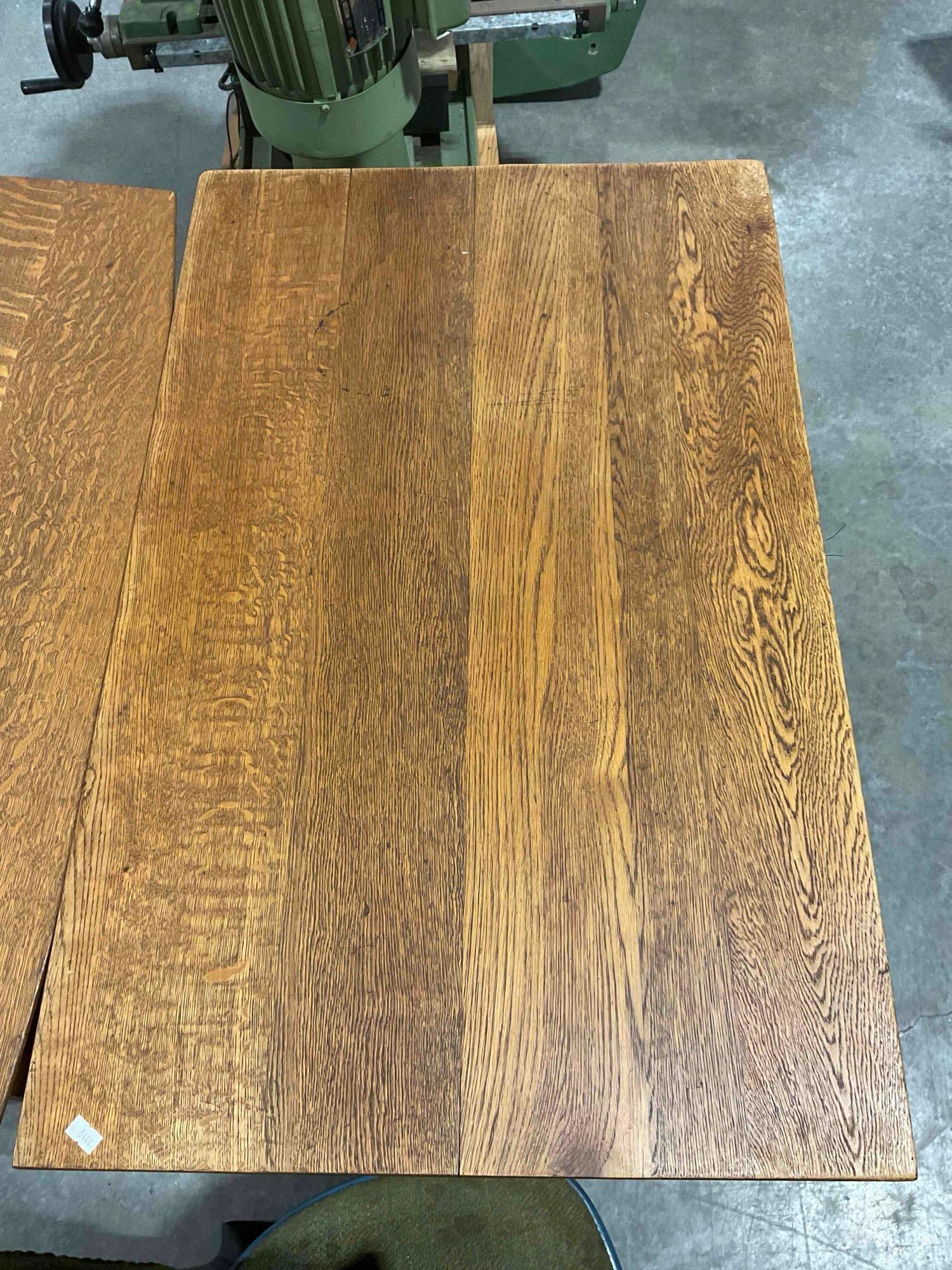 Handsome Antique Mission Style Oak Table or Writing Desk w/ 1 Drawer & Gorgeous Grain. - 8