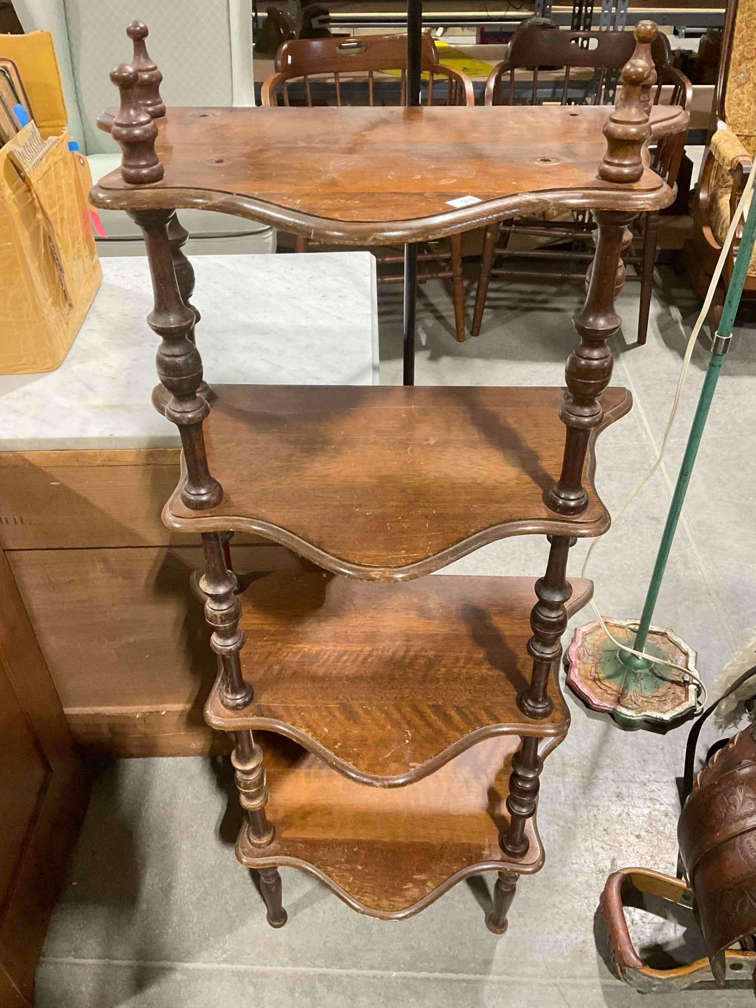 Vintage Mahogany Wood 4-Tier Etagere Display Curio Stand. Good Condition. See pics. (1 of 5)