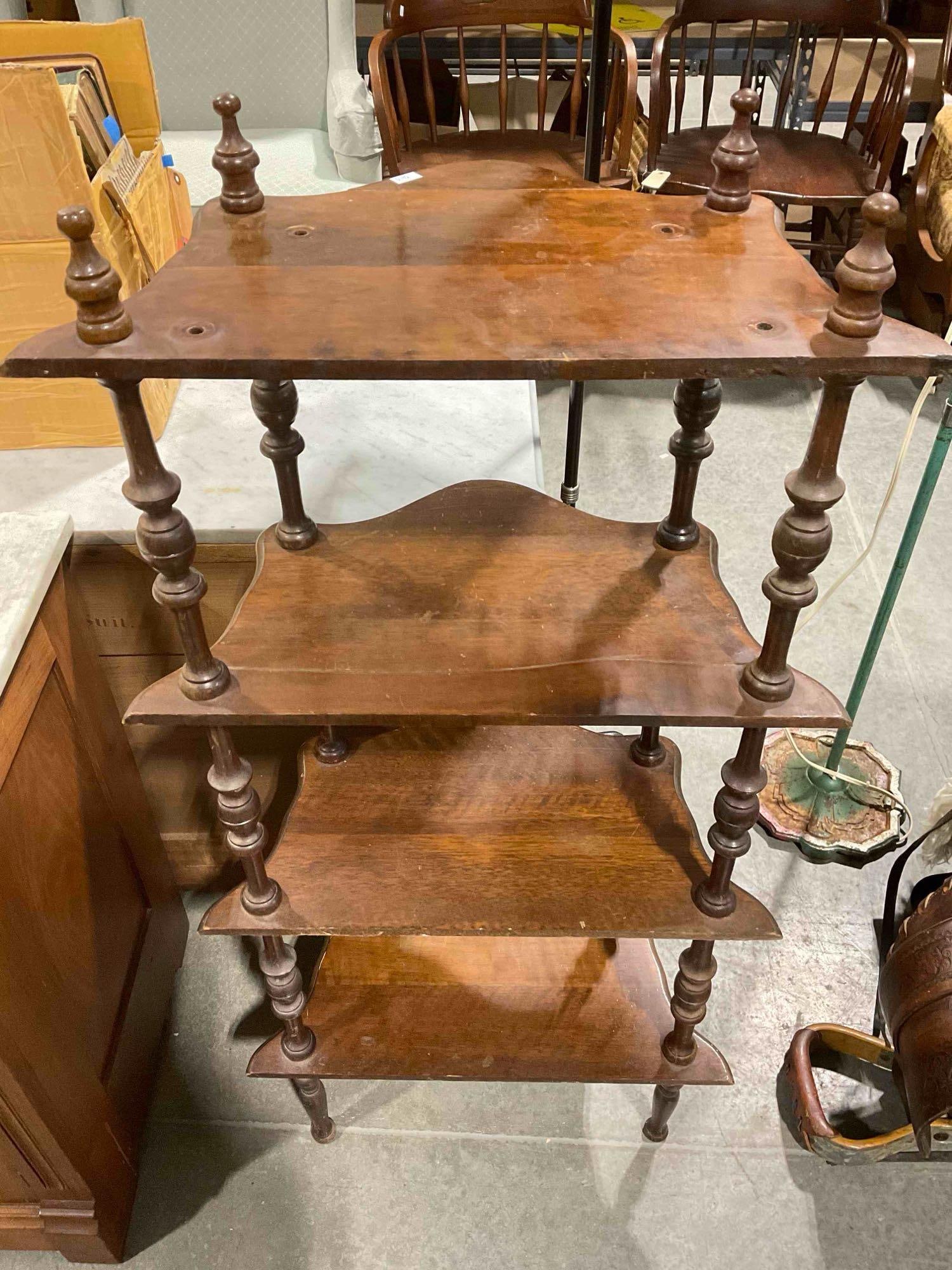 Vintage Mahogany Wood 4-Tier Etagere Display Curio Stand. Good Condition. See pics. - 5