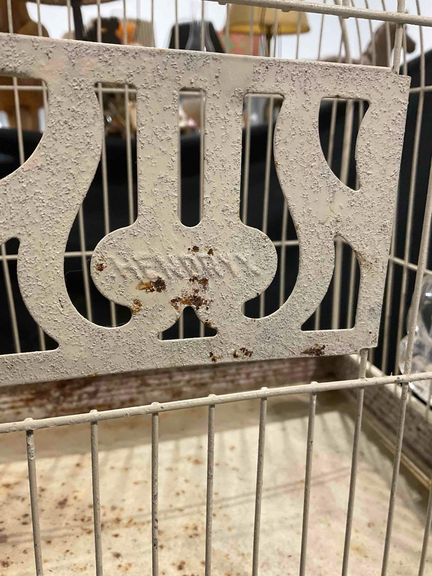 Antique Hendrix Metal Bird Cage w/ Beautifully Painted Stand. Very Good Condition. See pics. - 2