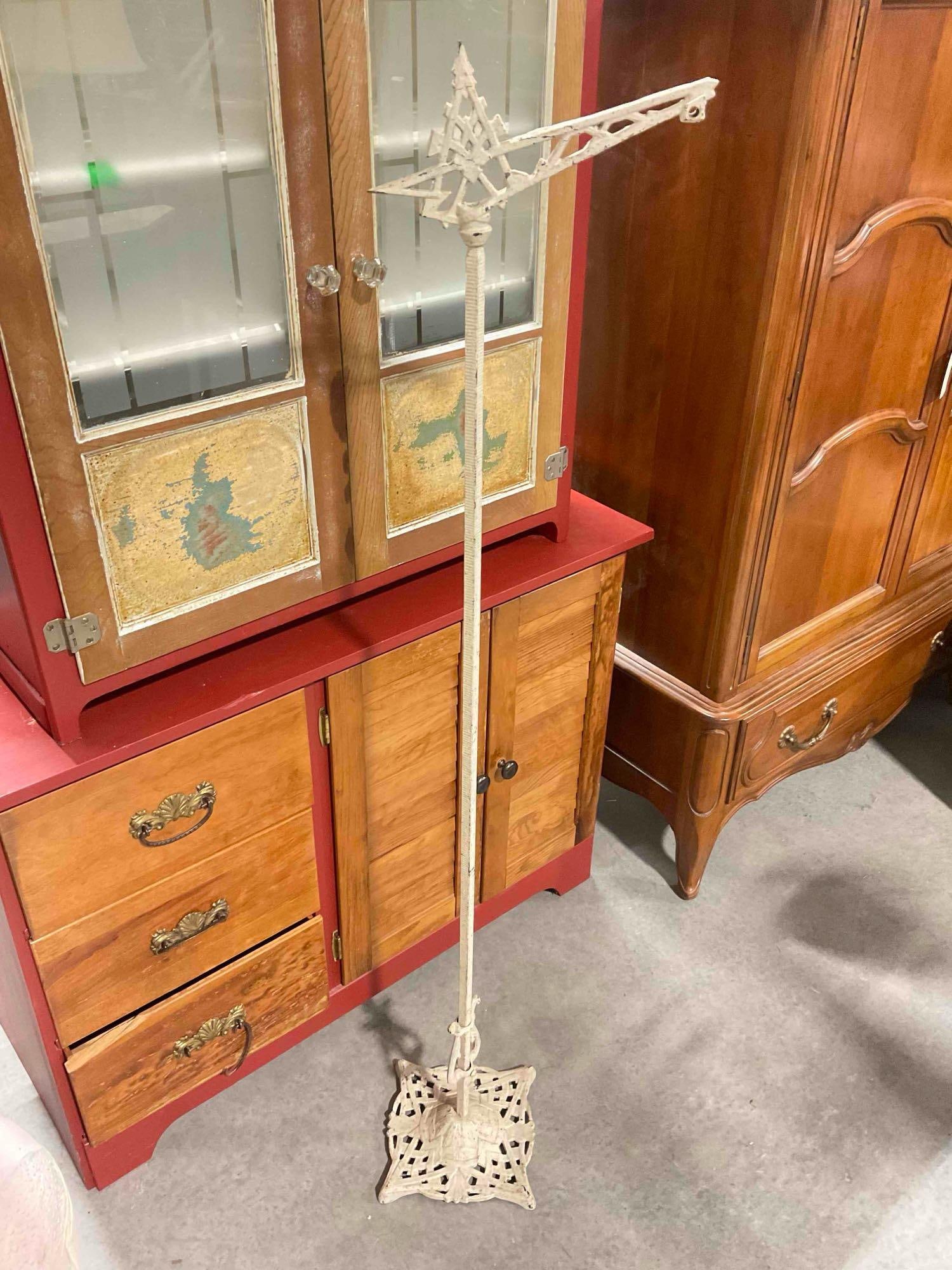 Antique Art Deco Style Ivory Painted Metal Bridge Floor Lamp Stand. Stand Only, No Light. (1 of 4)