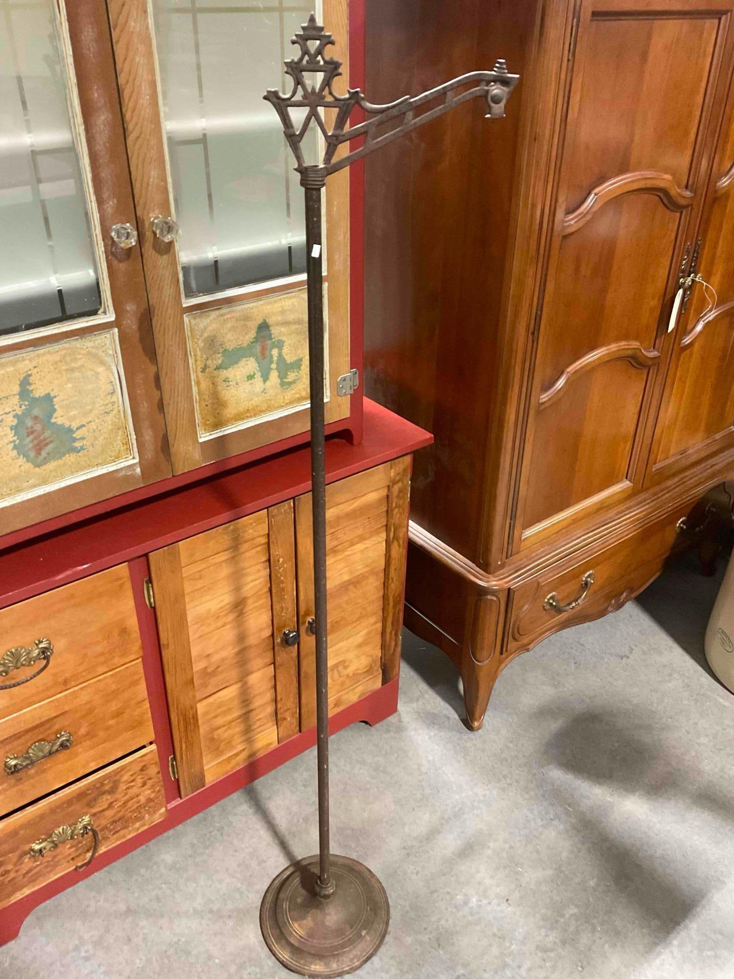 Antique Art Deco Style Metal Bridge Floor Lamp Stand. Stand Only, No Light. Good Condition. - 5