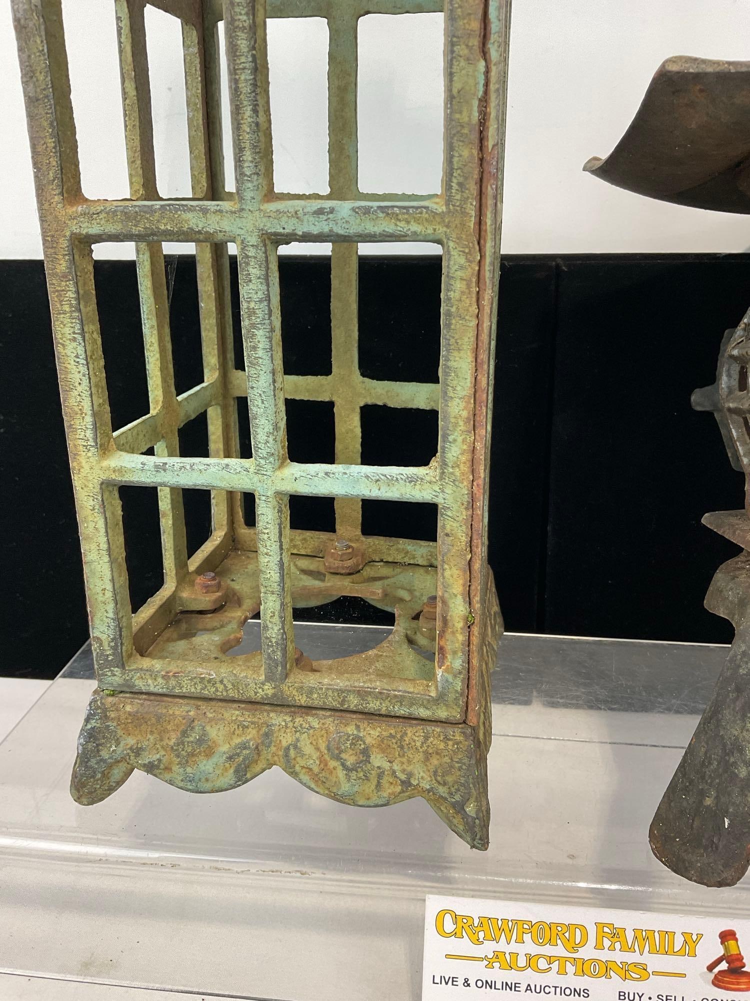 2 Cast Iron Candleholders, Pagoda & Lantern figural piece, 13h x 13w x 8d inches - 3